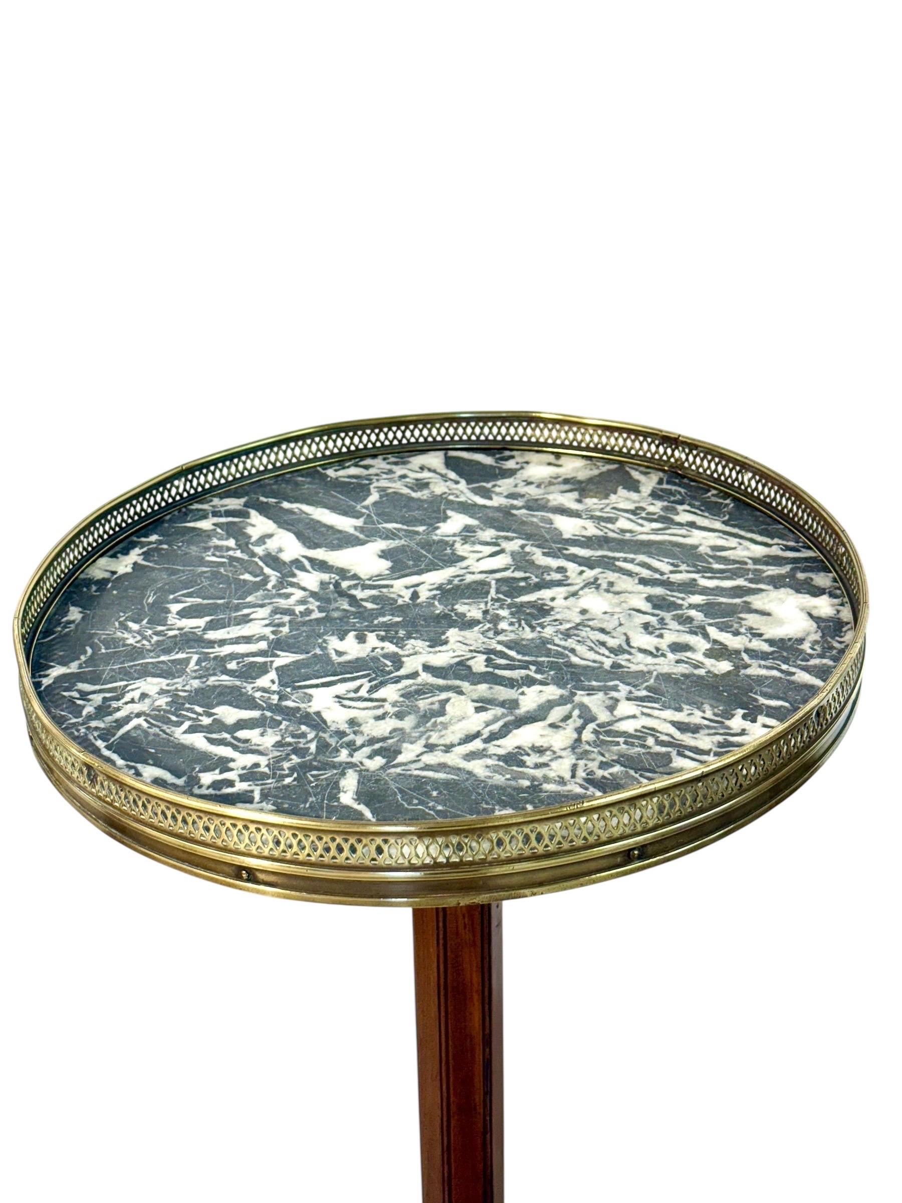 Antique French Gueridon Table with Marble Top and Brass Gallery, 19th c. For Sale 7