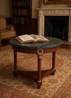 Antique French Gueridon Table with Marble Top