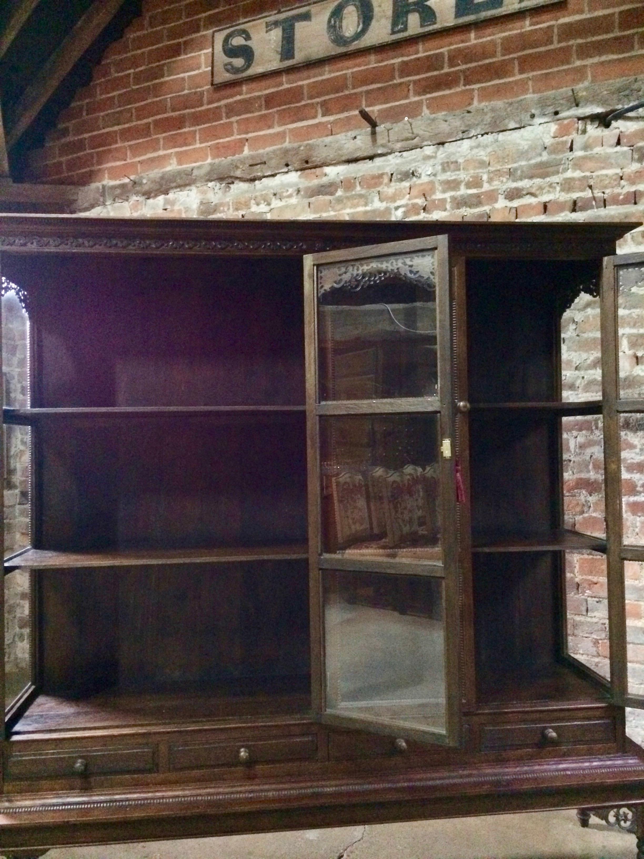 Antique French Haberdashery Shop Display Cabinet Vitrine Oak, circa 1920 2