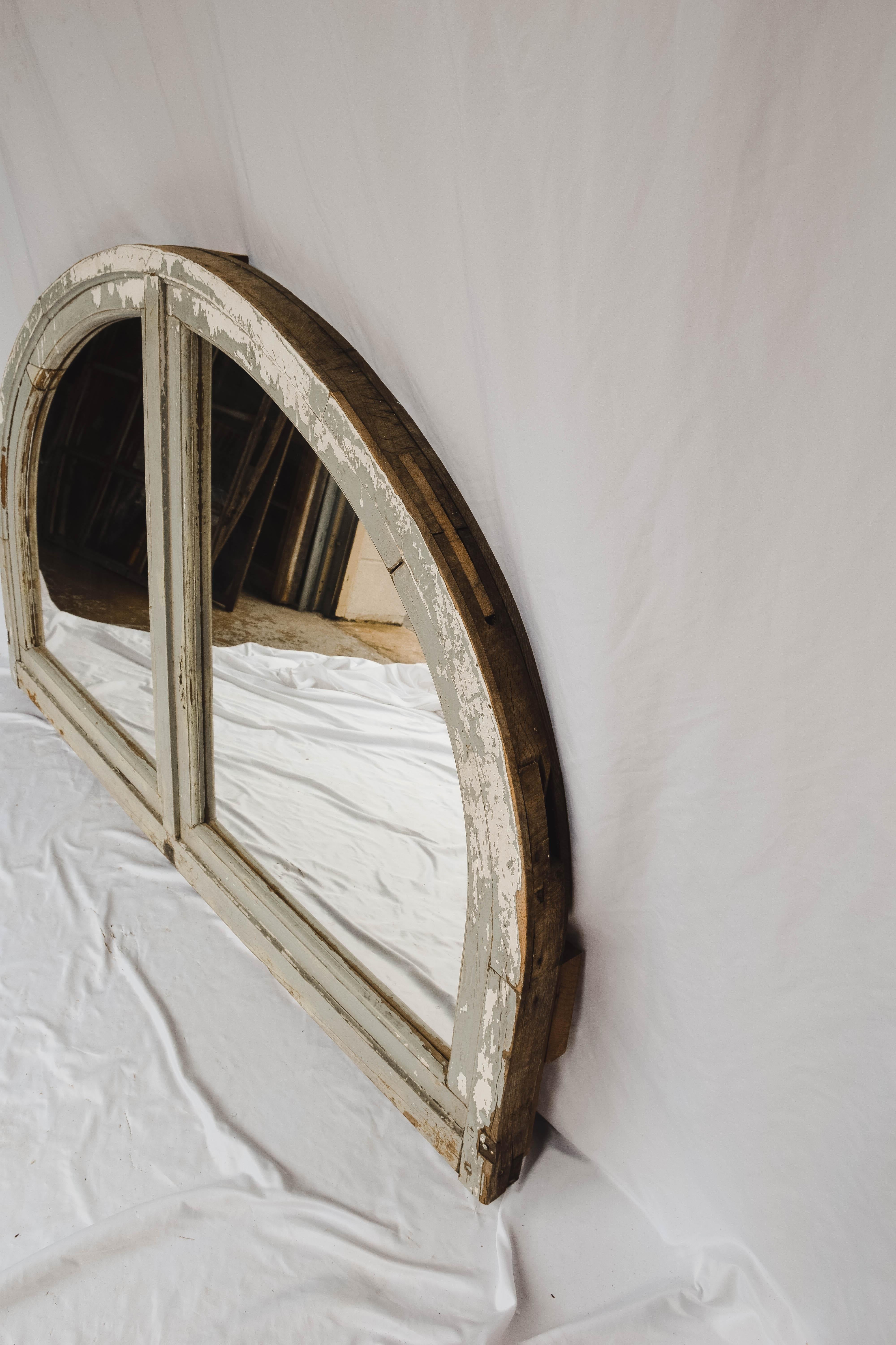 Casement de fenêtre/ Miroir français ancien demi-rond en vente 7
