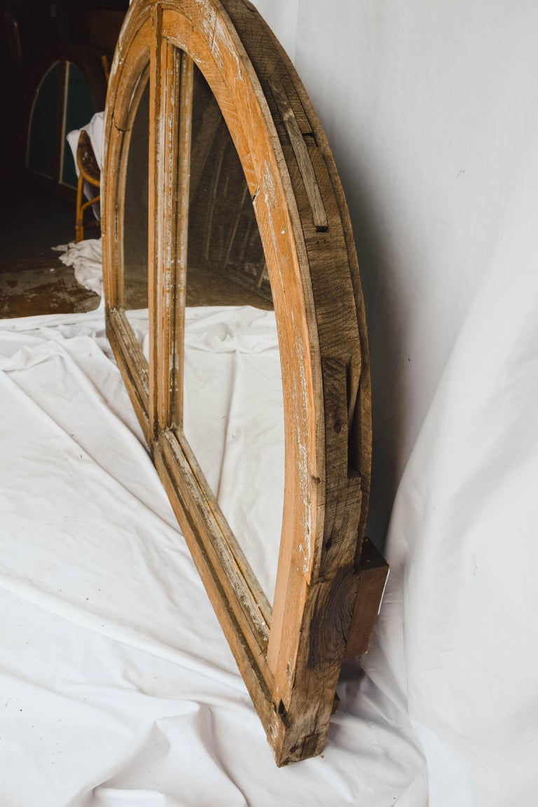 Rustic Antique French Half Round Window Casement/ Mirror For Sale