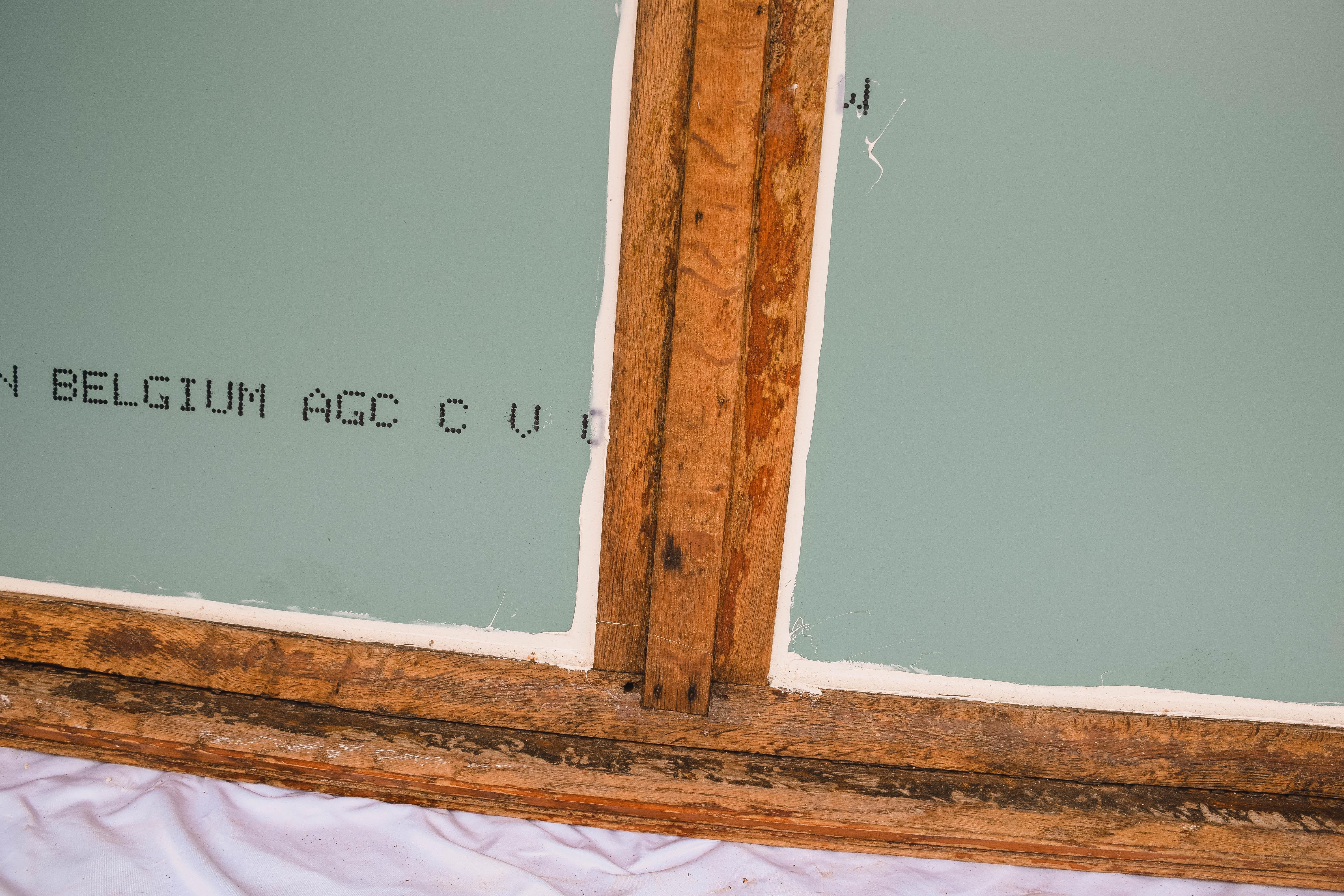 Antique French Half Round Window Casement/ Mirror In Good Condition In Houston, TX