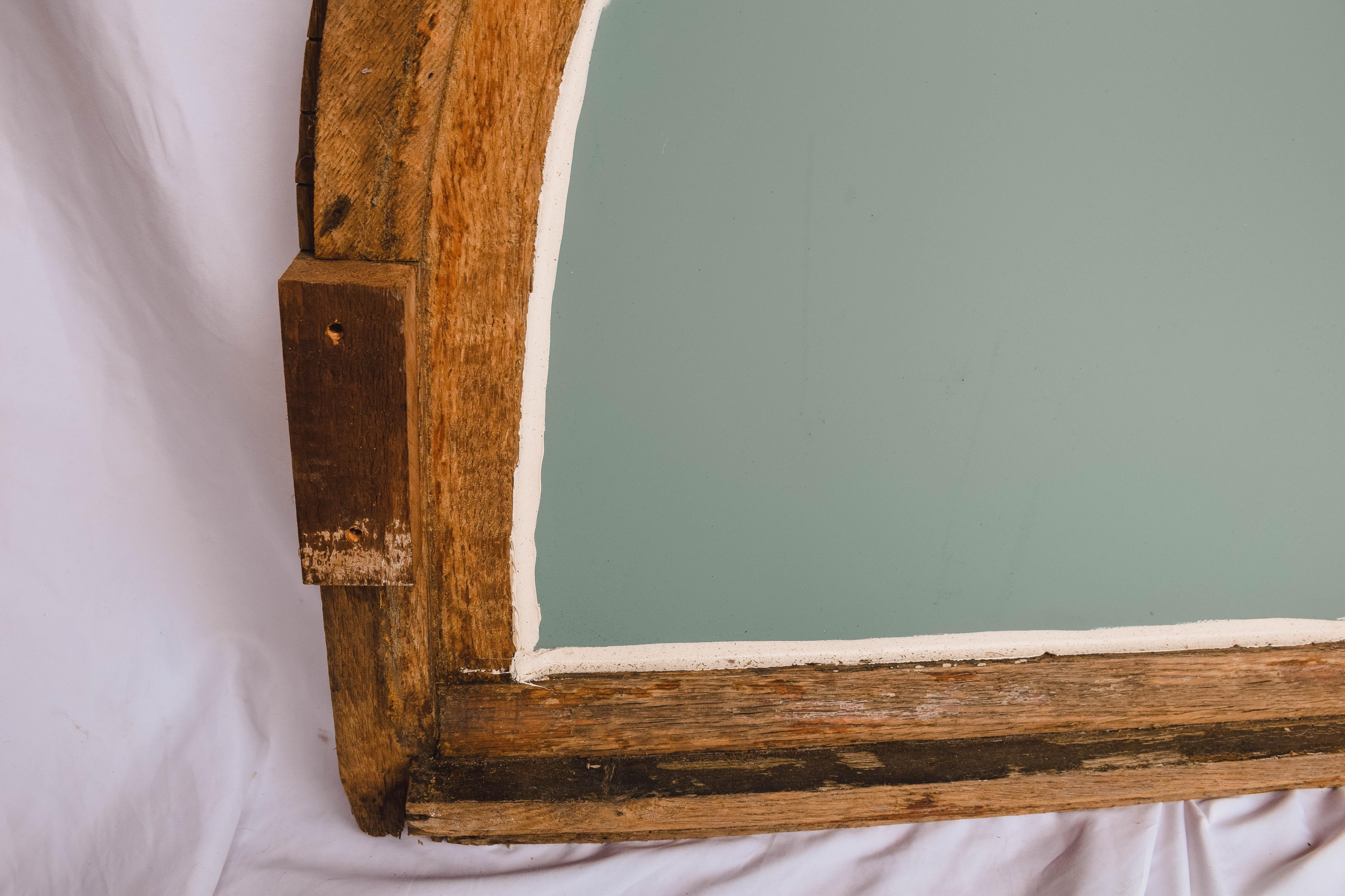 Antique French Half Round Window Casement/ Mirror In Good Condition For Sale In Houston, TX