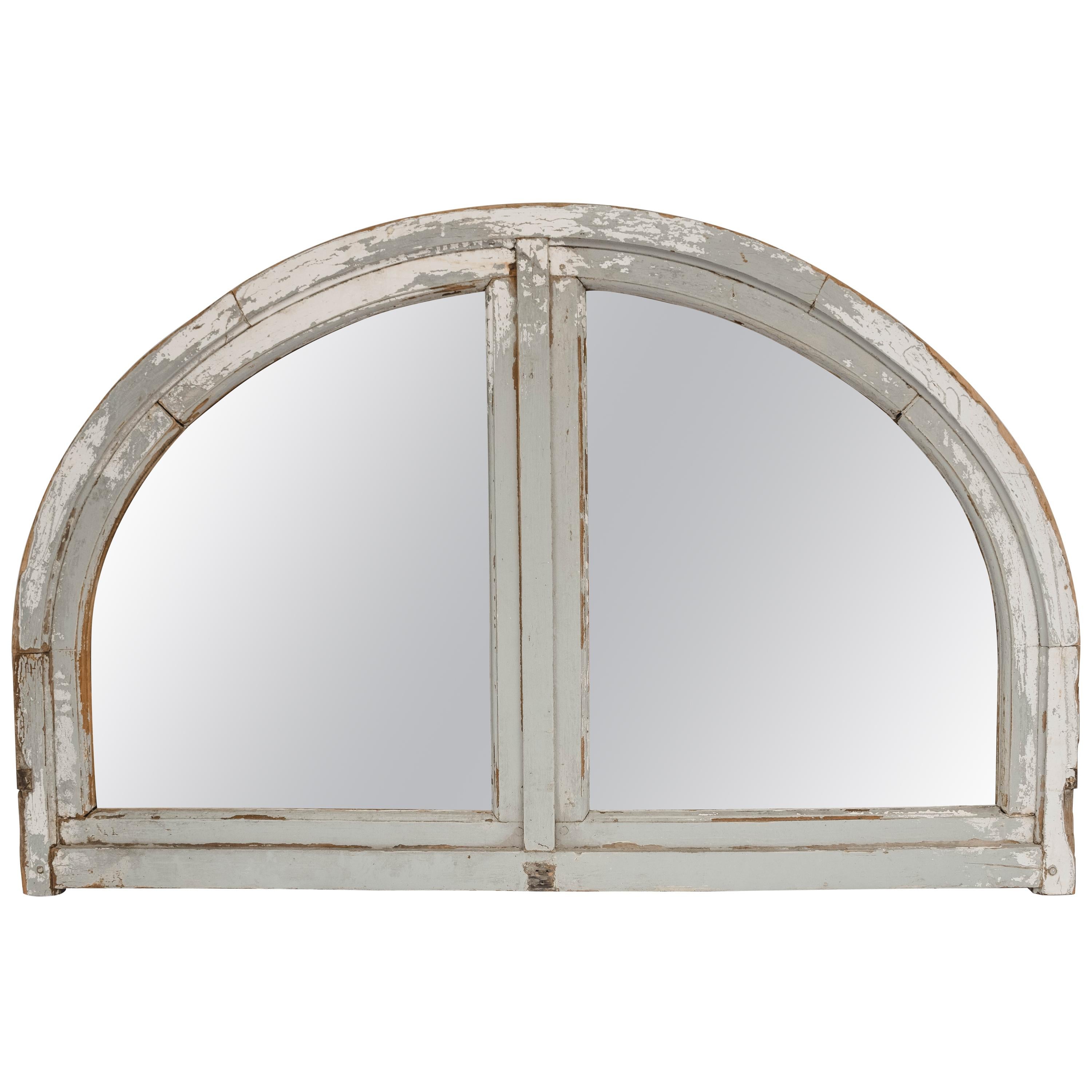 Antique French Half Round Window Casement/ Mirror