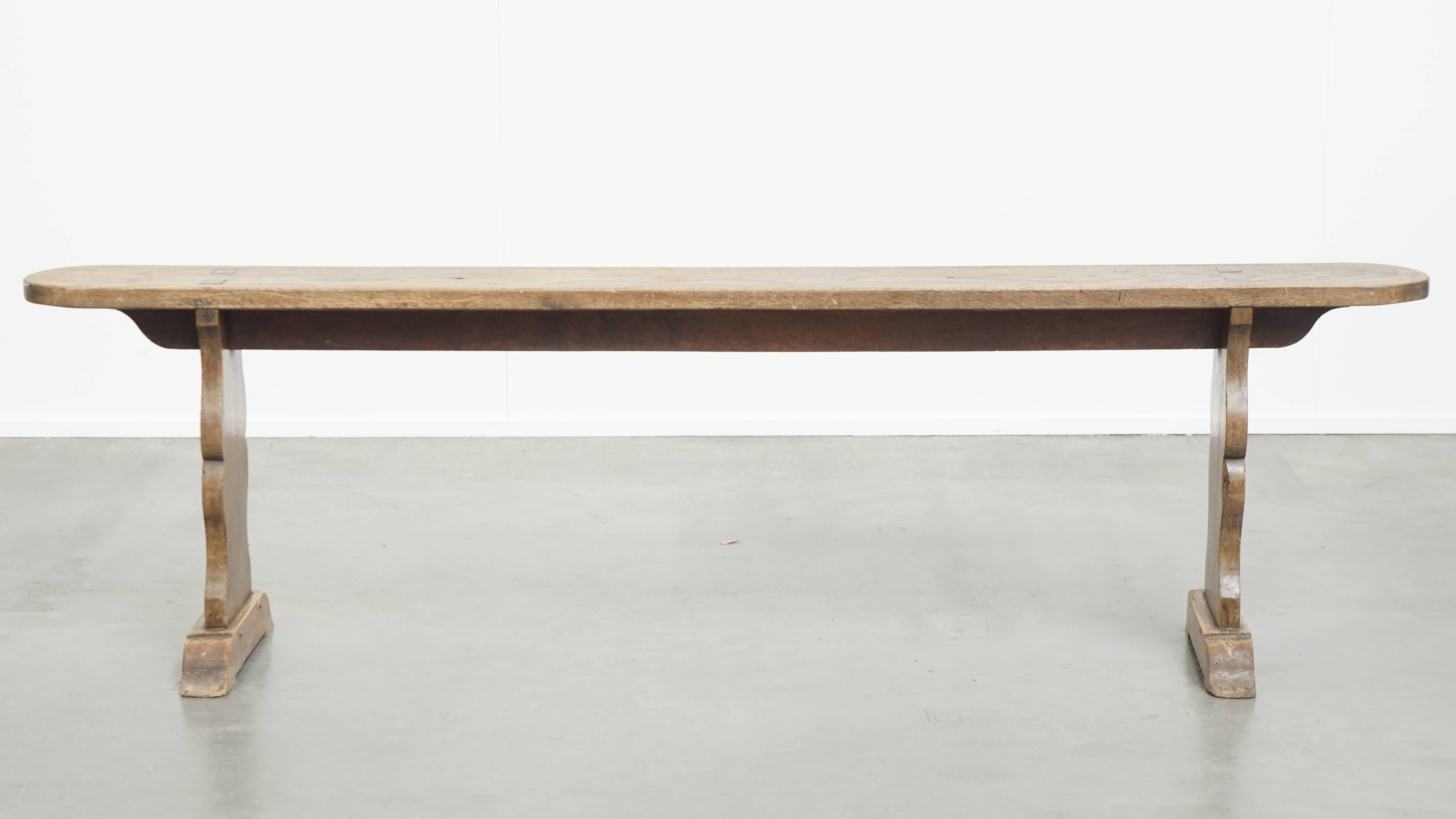 Hand-Crafted Antique French Hall Bench / Dining Bench For Sale