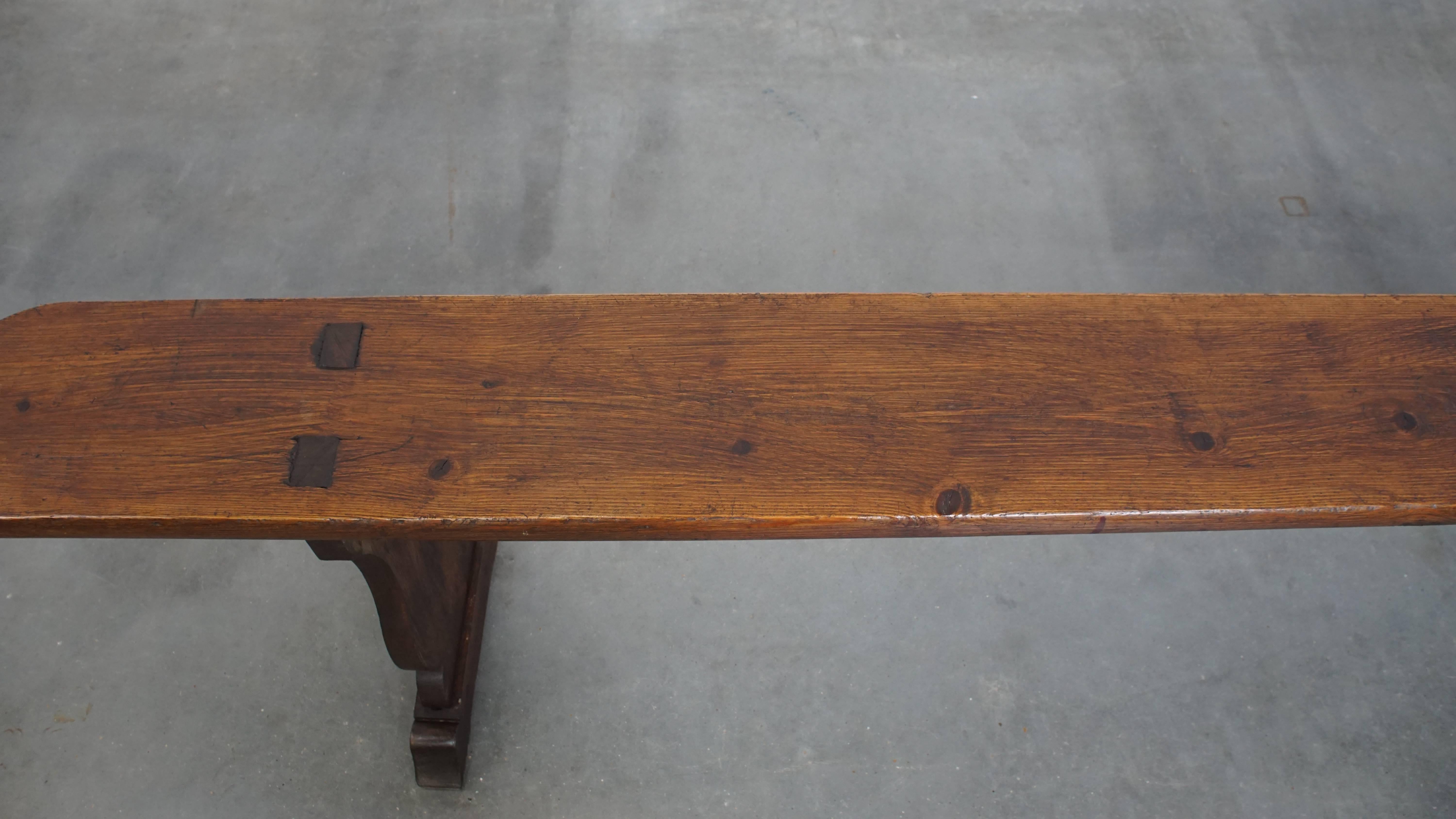 19th Century Antique French Hall Bench / Dining Table Bench For Sale