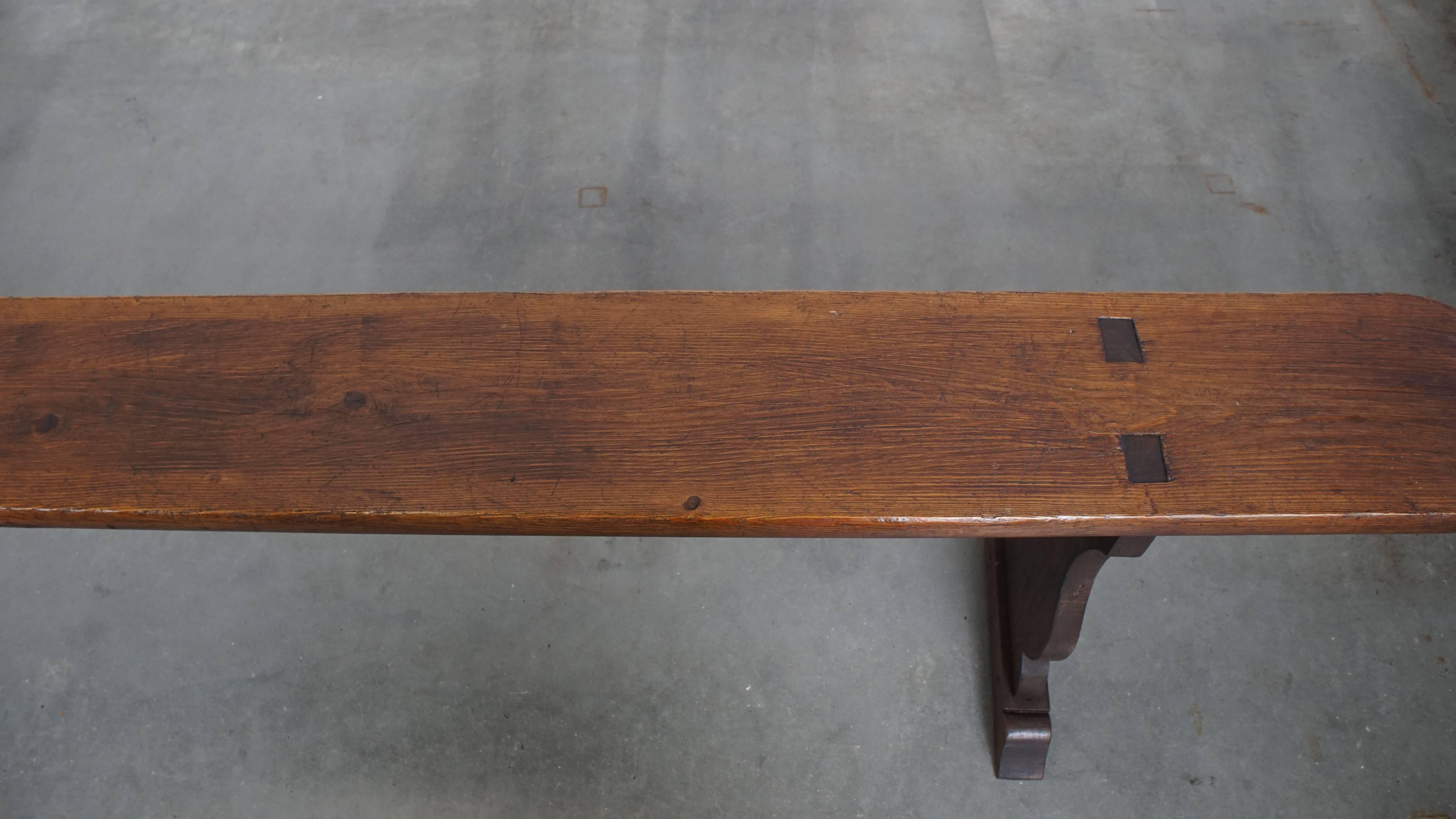 Wood Antique French Hall Bench / Dining Table Bench For Sale