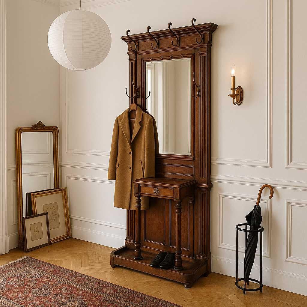 Antique French Hall Tree con specchio, appendiabiti, vittoriano, ottone, marmo in vendita 6