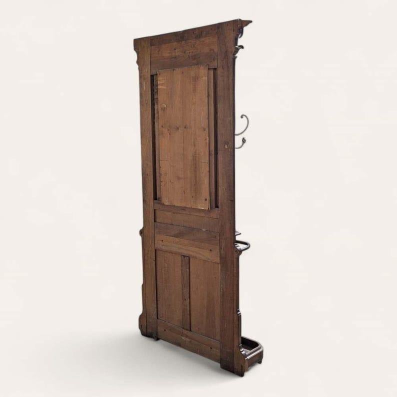 Ottone Antique French Hall Tree con specchio, appendiabiti, vittoriano, ottone, marmo in vendita