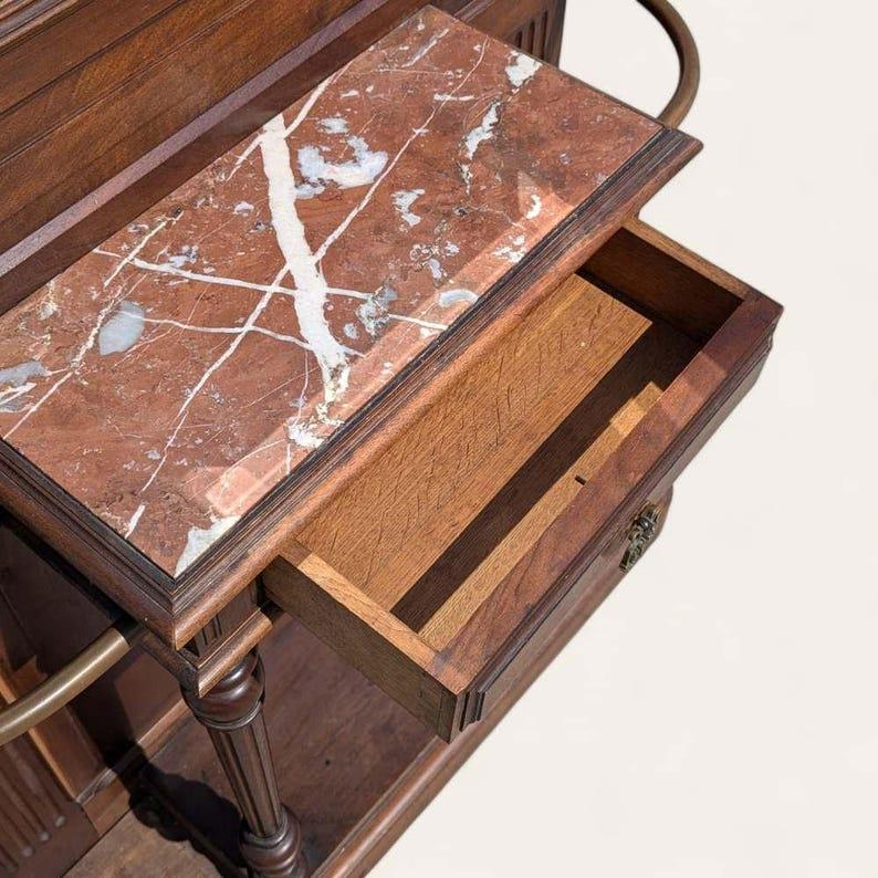Antique French Hall Tree con specchio, appendiabiti, vittoriano, ottone, marmo in vendita 3