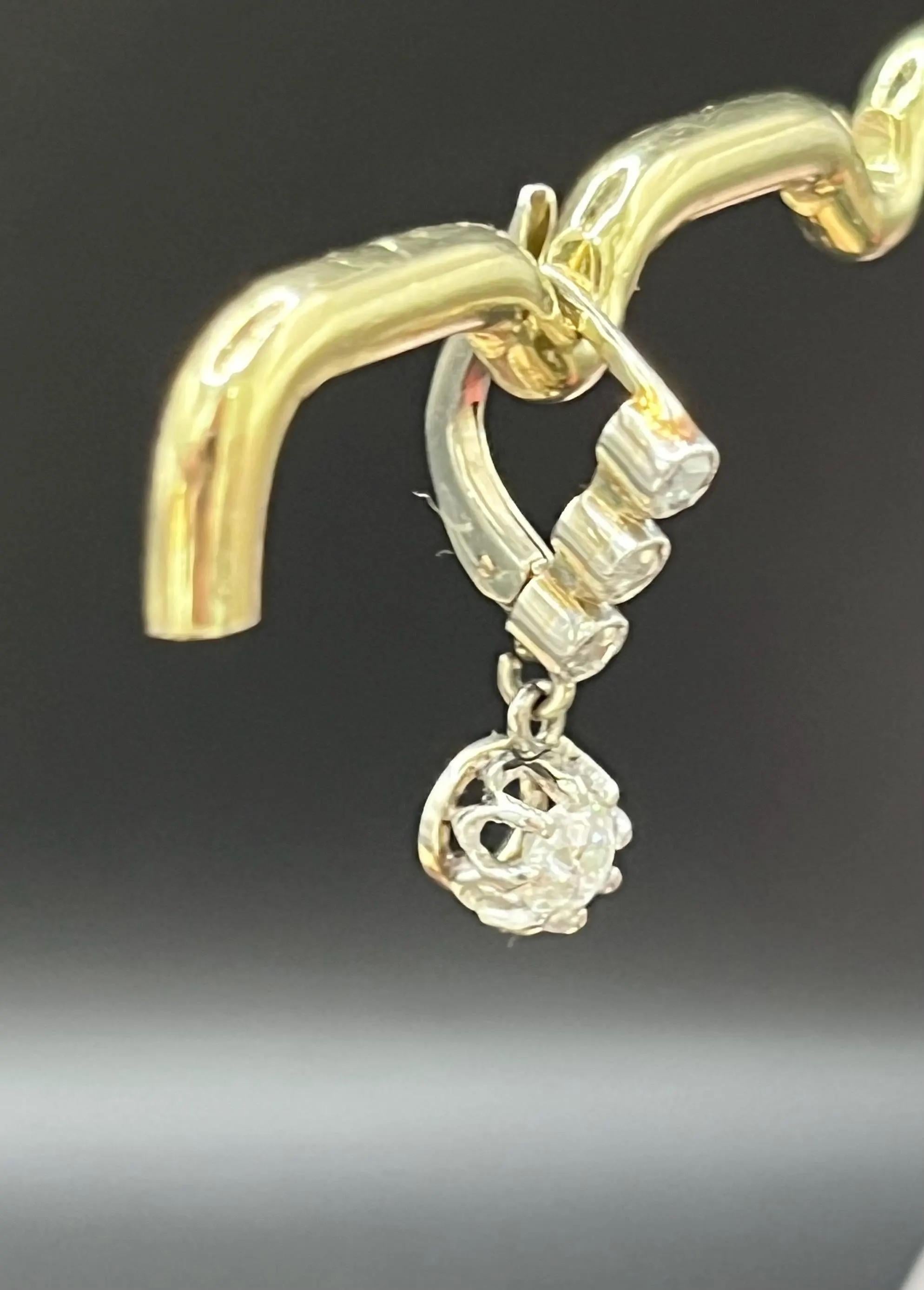 Antique French gestempelt 18ct White Gold Diamond Drop Ohrringe CIRCA 1920 für Damen oder Herren im Angebot