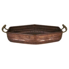 Antique French Hammered Dovetailed Copper Turbotiere Serving Roasting Pan 20"