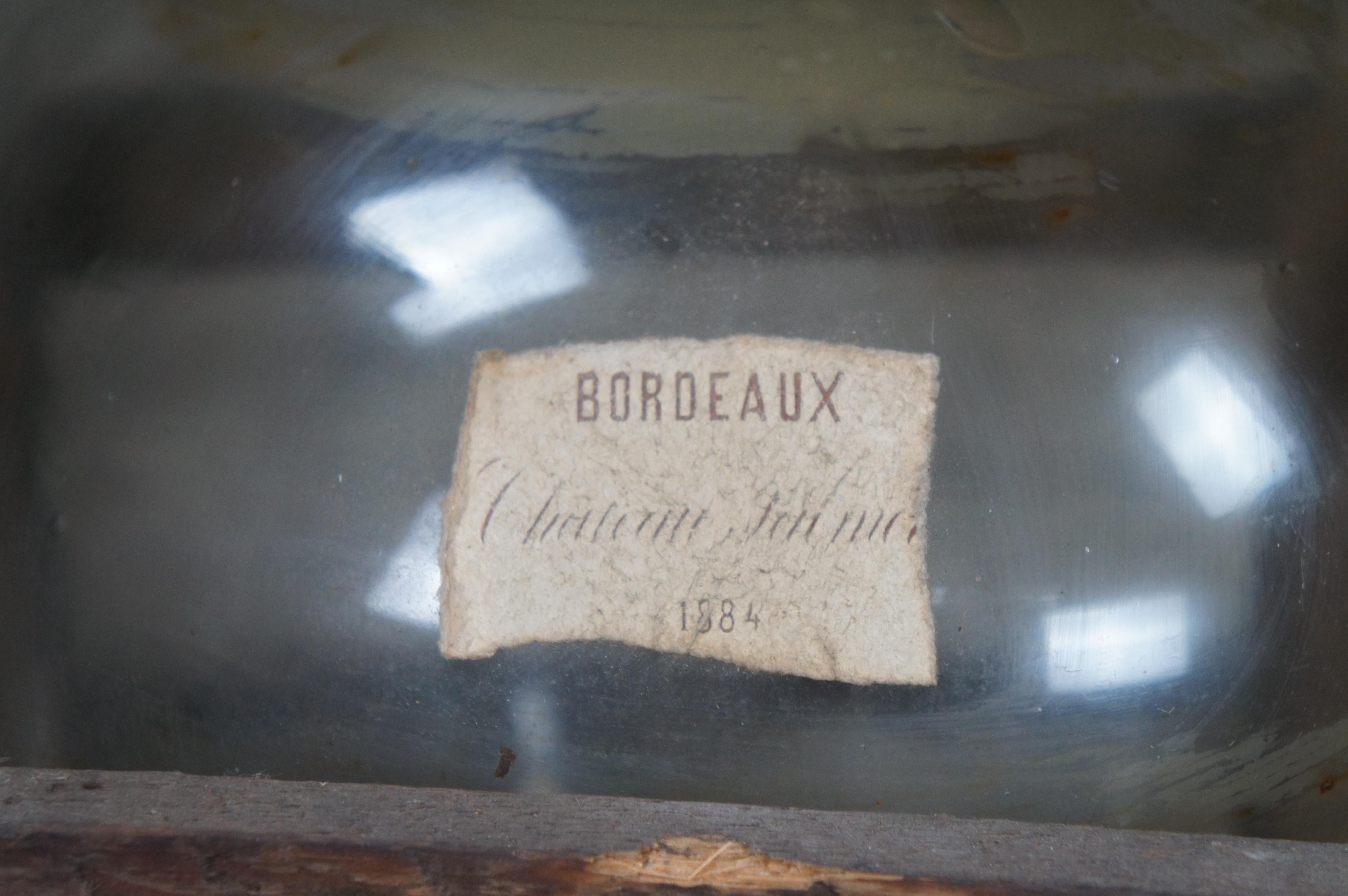 Fin du XIXe siècle Ancienne carafe à bouteille de vin Demijohn Bordeaux en verre soufflé à la main en vente