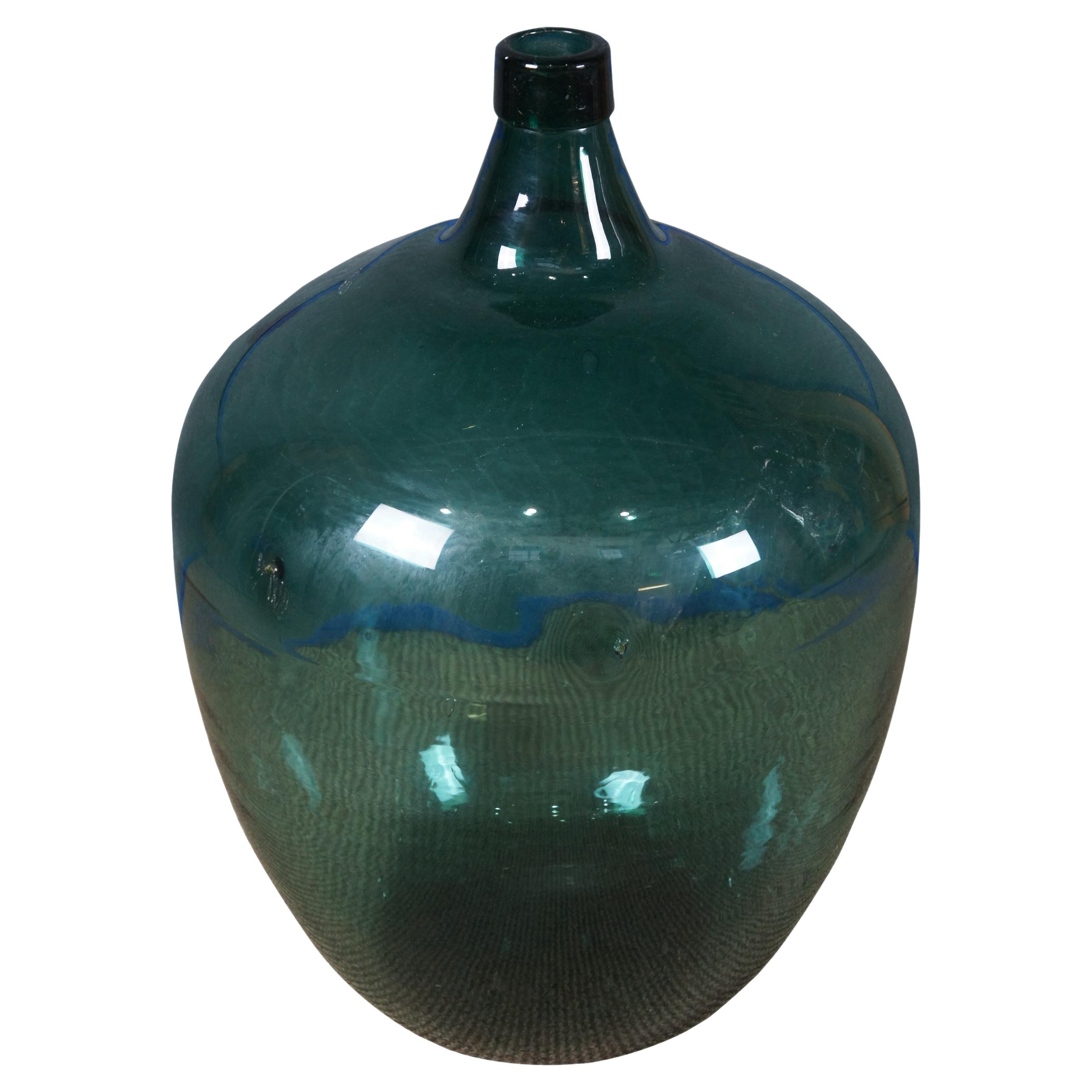 Antike französische mundgeblasene Demijohn-Weinflasche aus Glas, Bonbonne-Krug, 27"