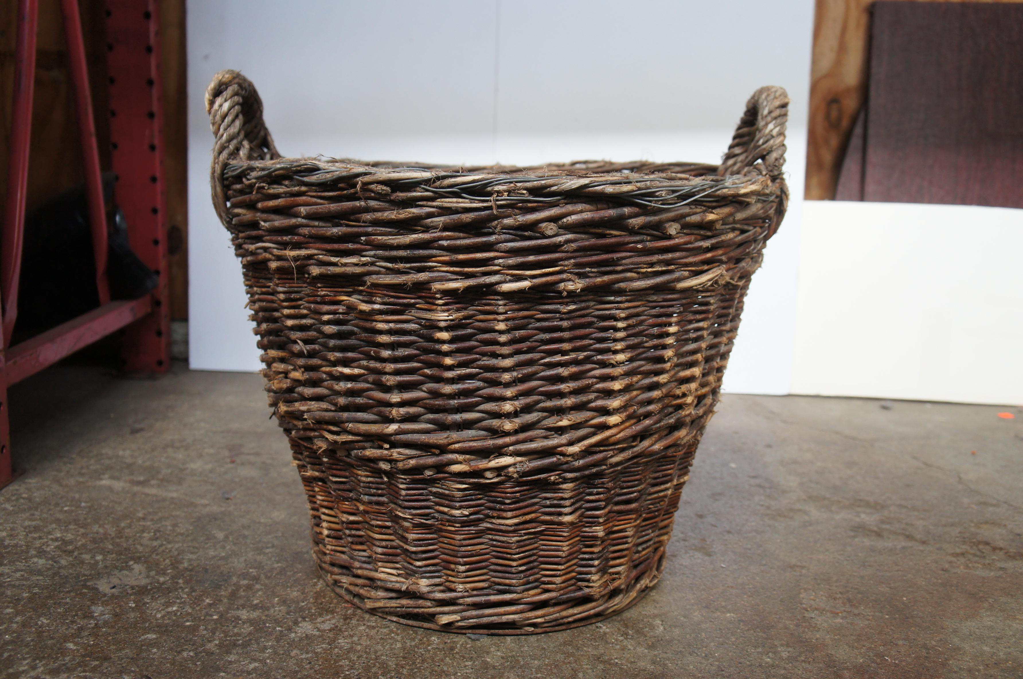 Antique French Hand Blown Glass Demijohn Wine Bottle Jug in Woven