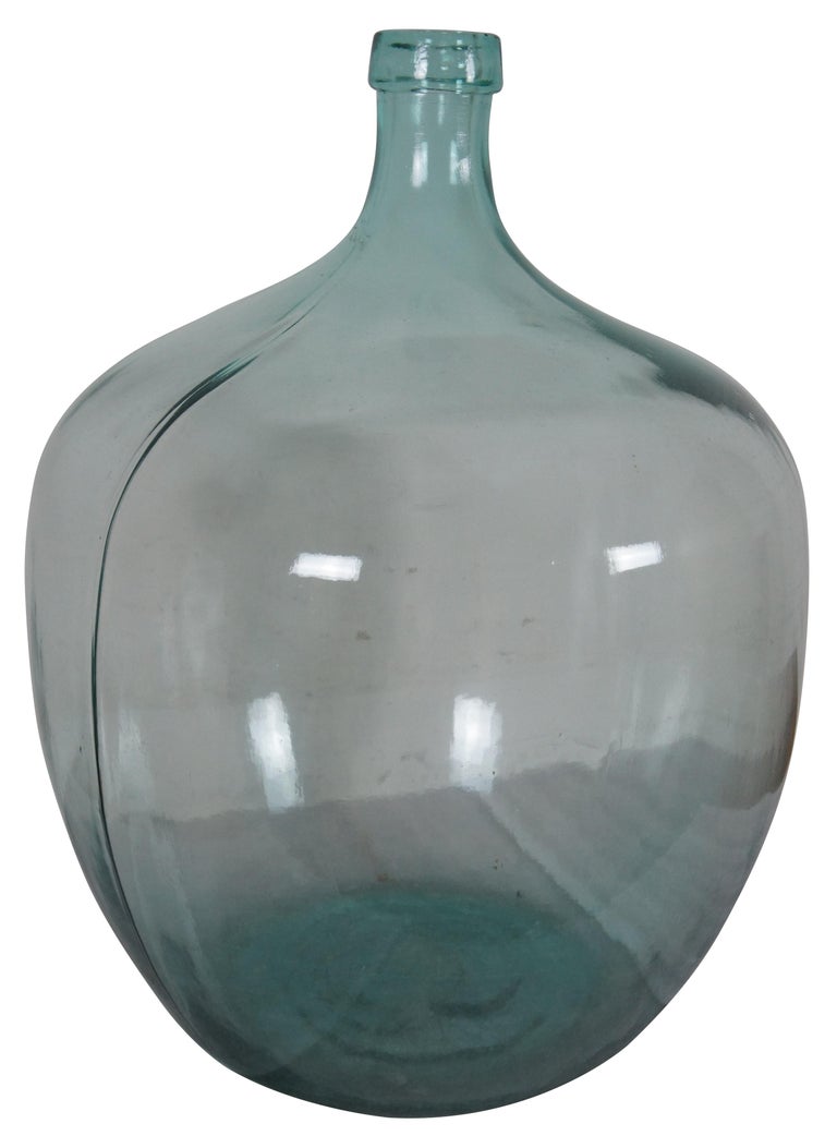 Antique French Hand Blown Glass Wine Demijohn Bonbonne Bottle Jug For