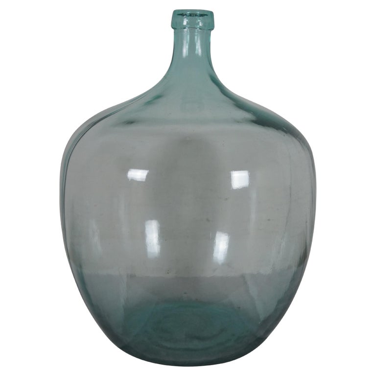 Antique French Hand Blown Glass Wine Demijohn Bonbonne Bottle Jug For
