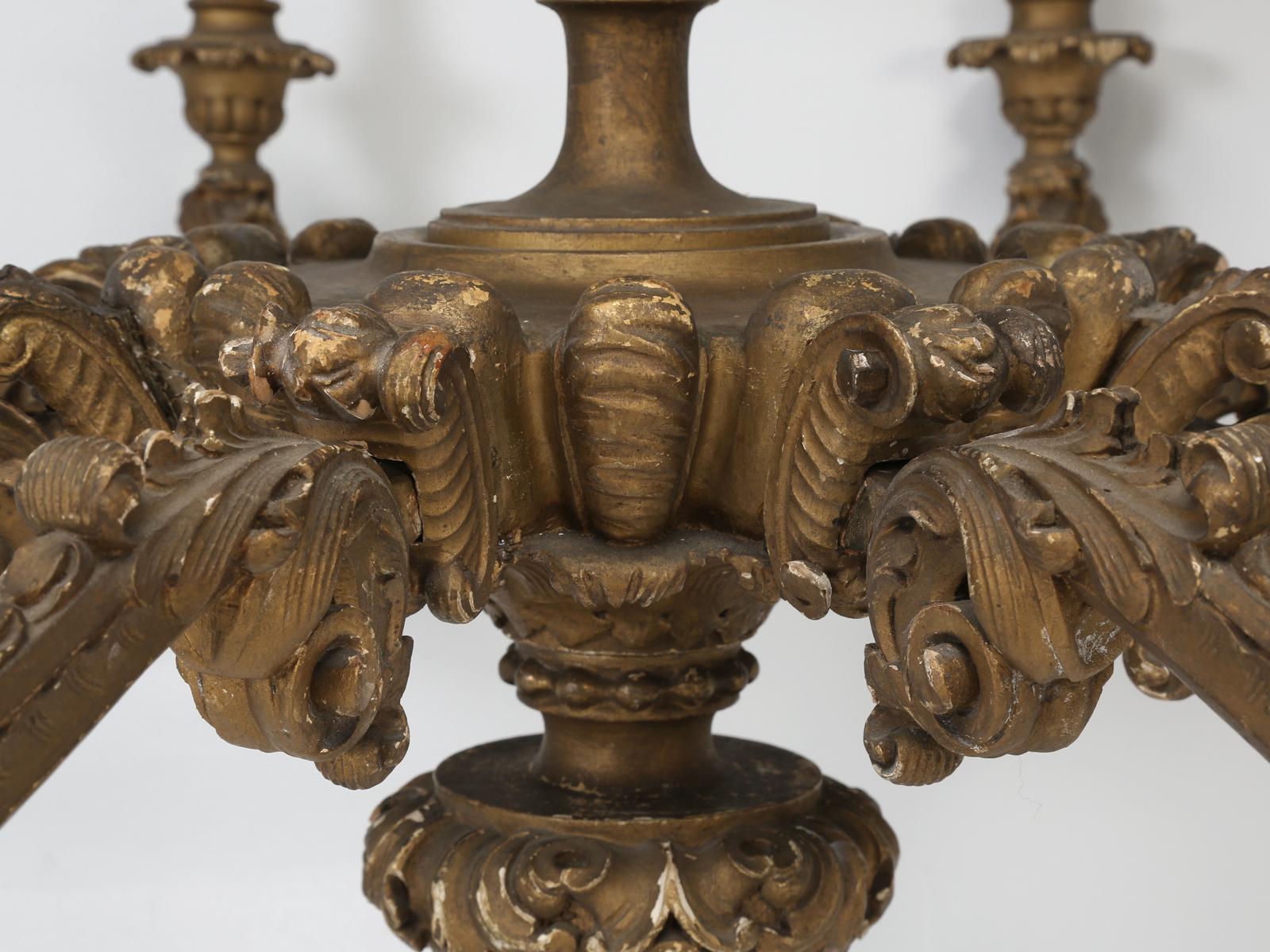 Early 20th Century Antique French Hand Carved and Gilded Wood Chandelier