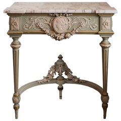 Antique French Hand Carved Cameo Console Table