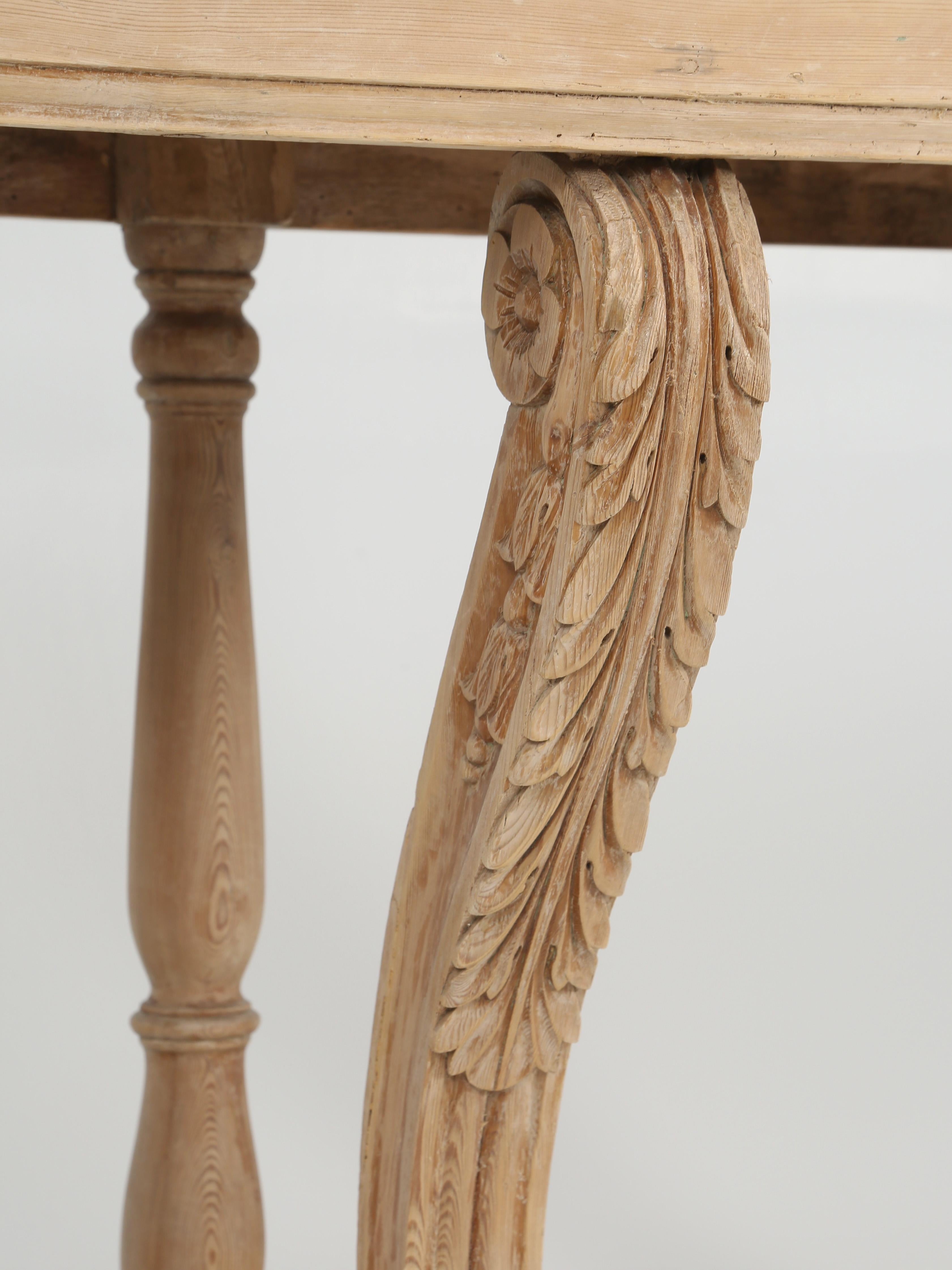 Antique French Hand-Carved Console Table in Stripped Pine Circa Late, 1800's 7