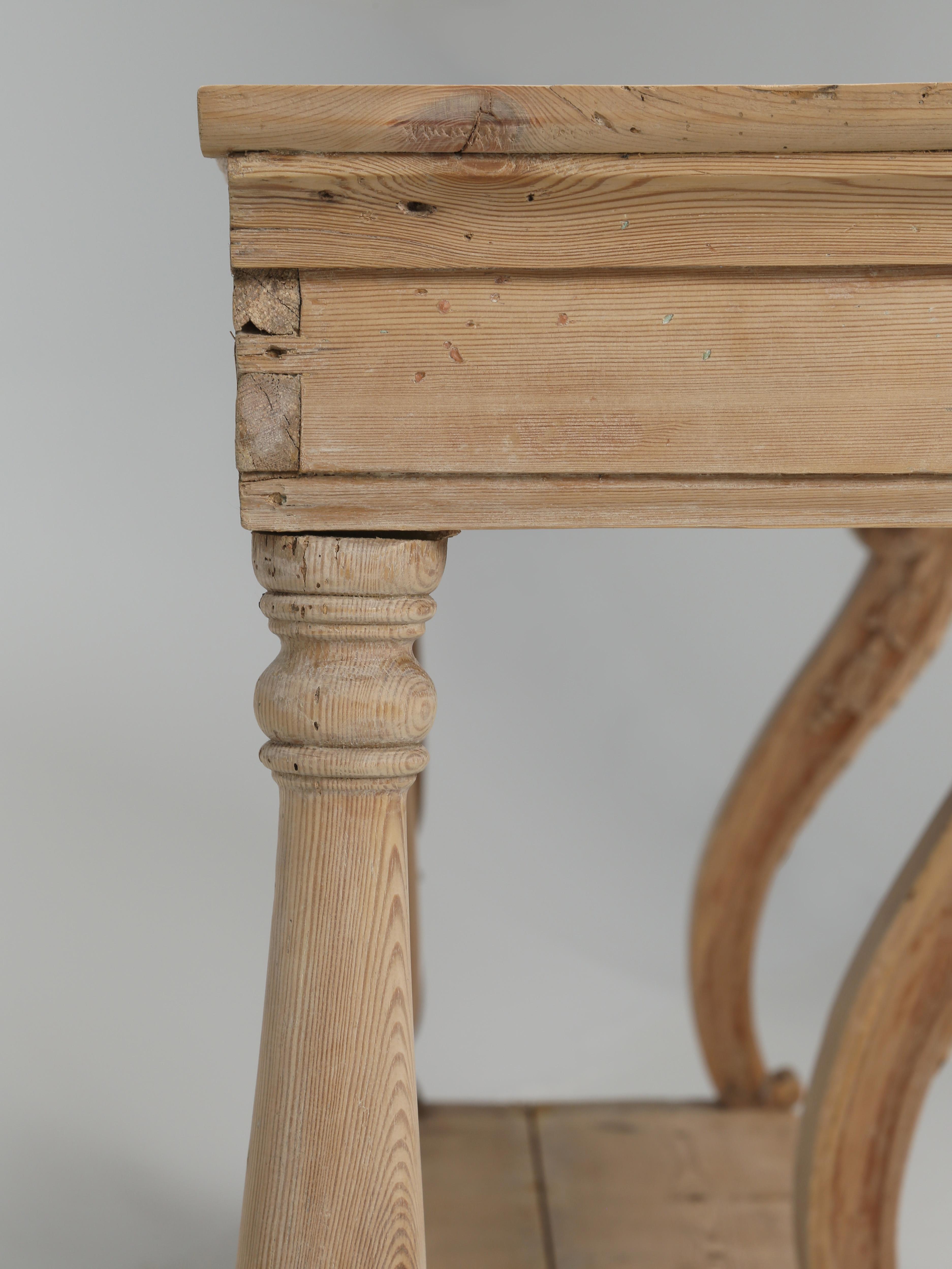 Antique French Hand-Carved Console Table in Stripped Pine Circa Late, 1800's 9