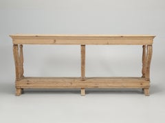 Antique French Hand-Carved Console Table in Stripped Pine Circa Late, 1800's