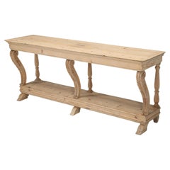 Antique French Hand-Carved Console Table in Stripped Pine Circa Late, 1800's