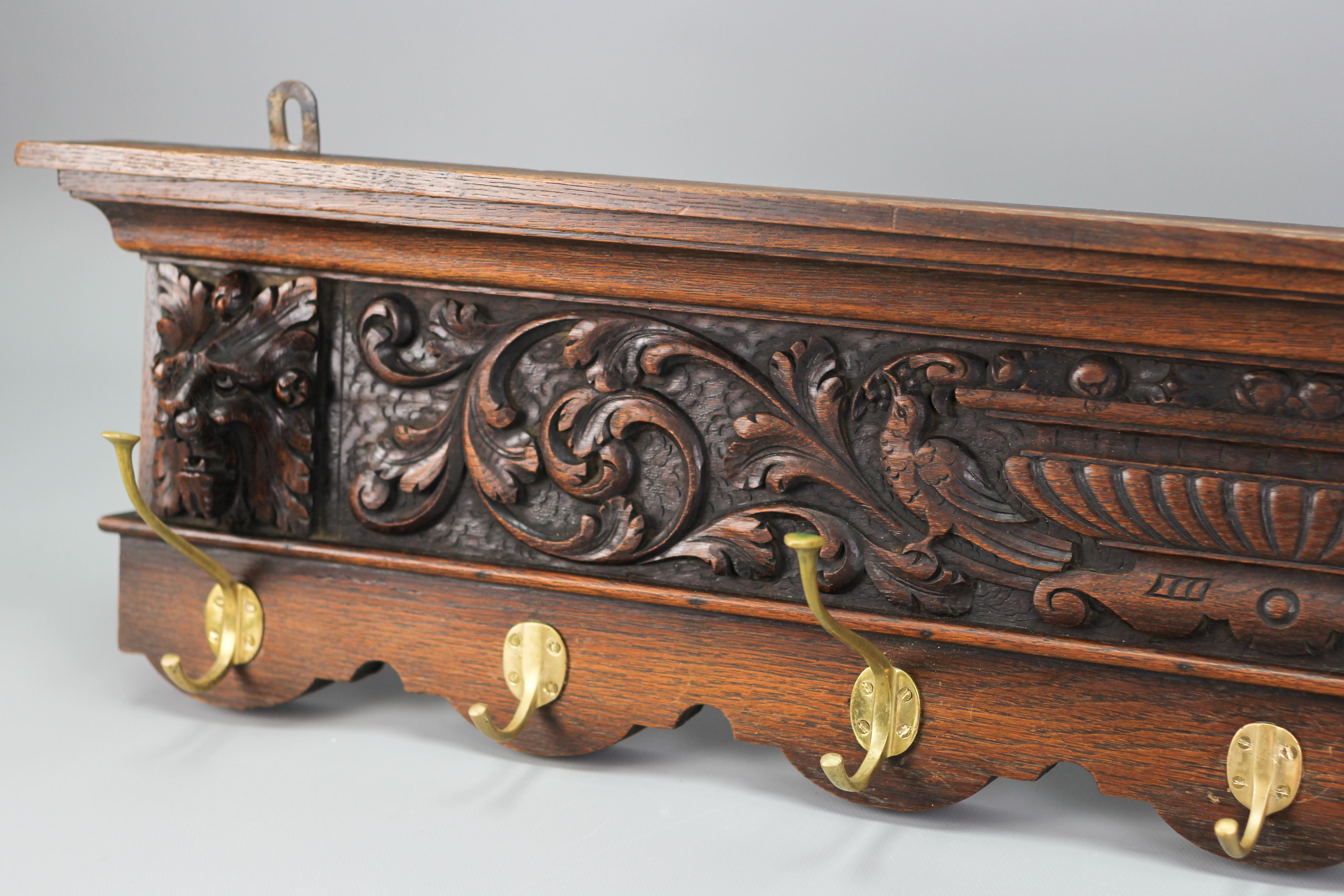 antique oak coat rack