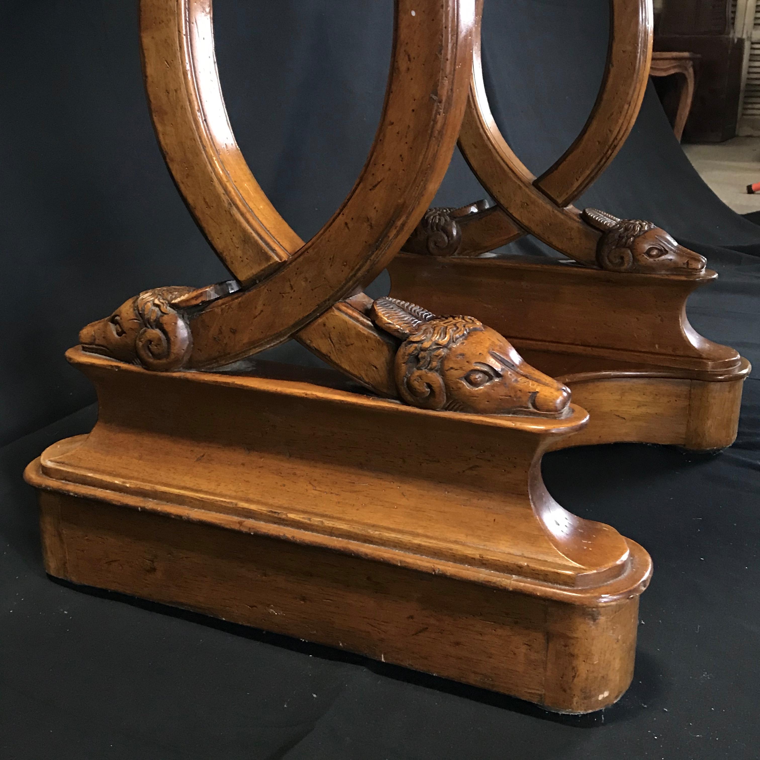 Antique French Hand Carved Sheepshead Walnut Planter Table 5