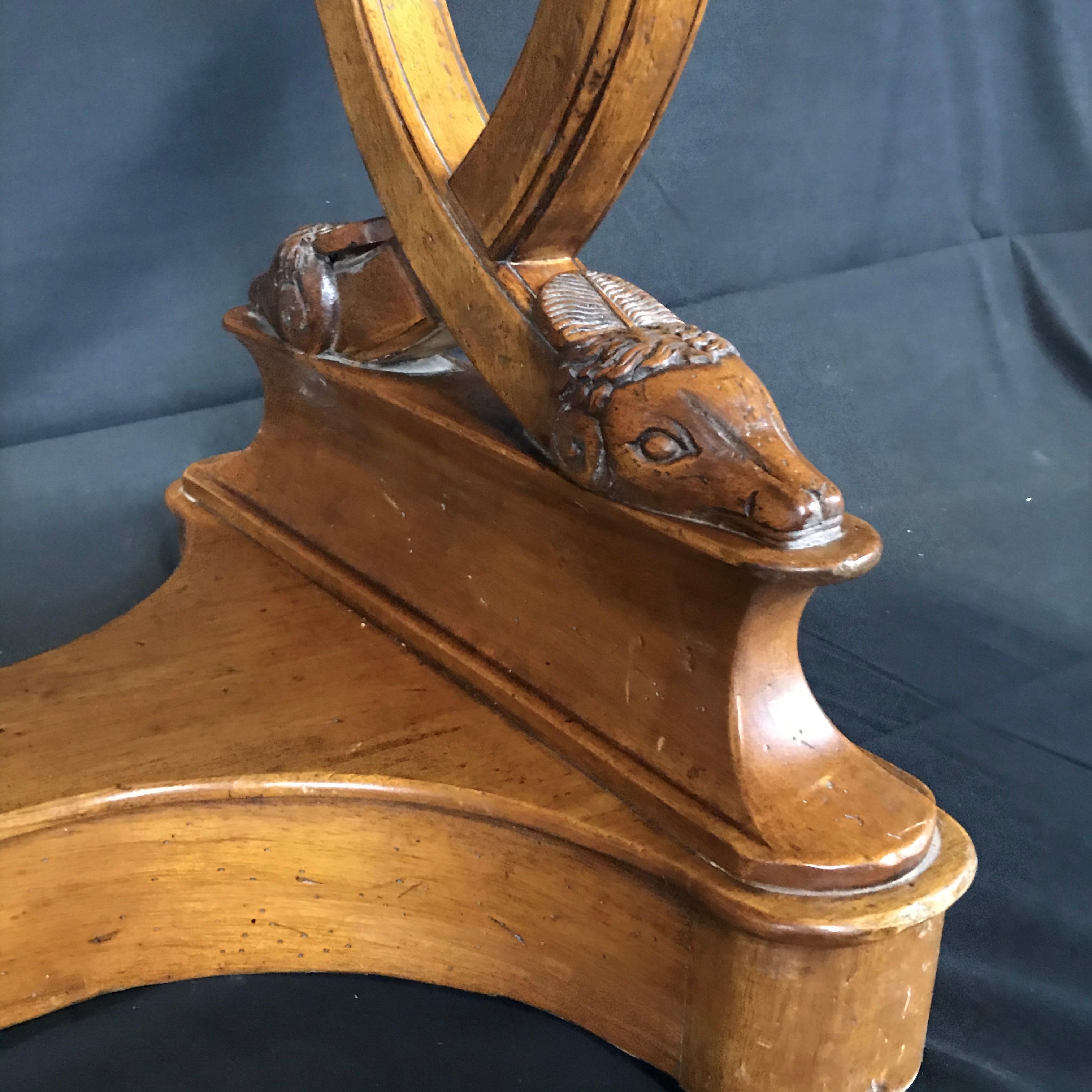 19th Century Antique French Hand Carved Sheepshead Walnut Planter Table