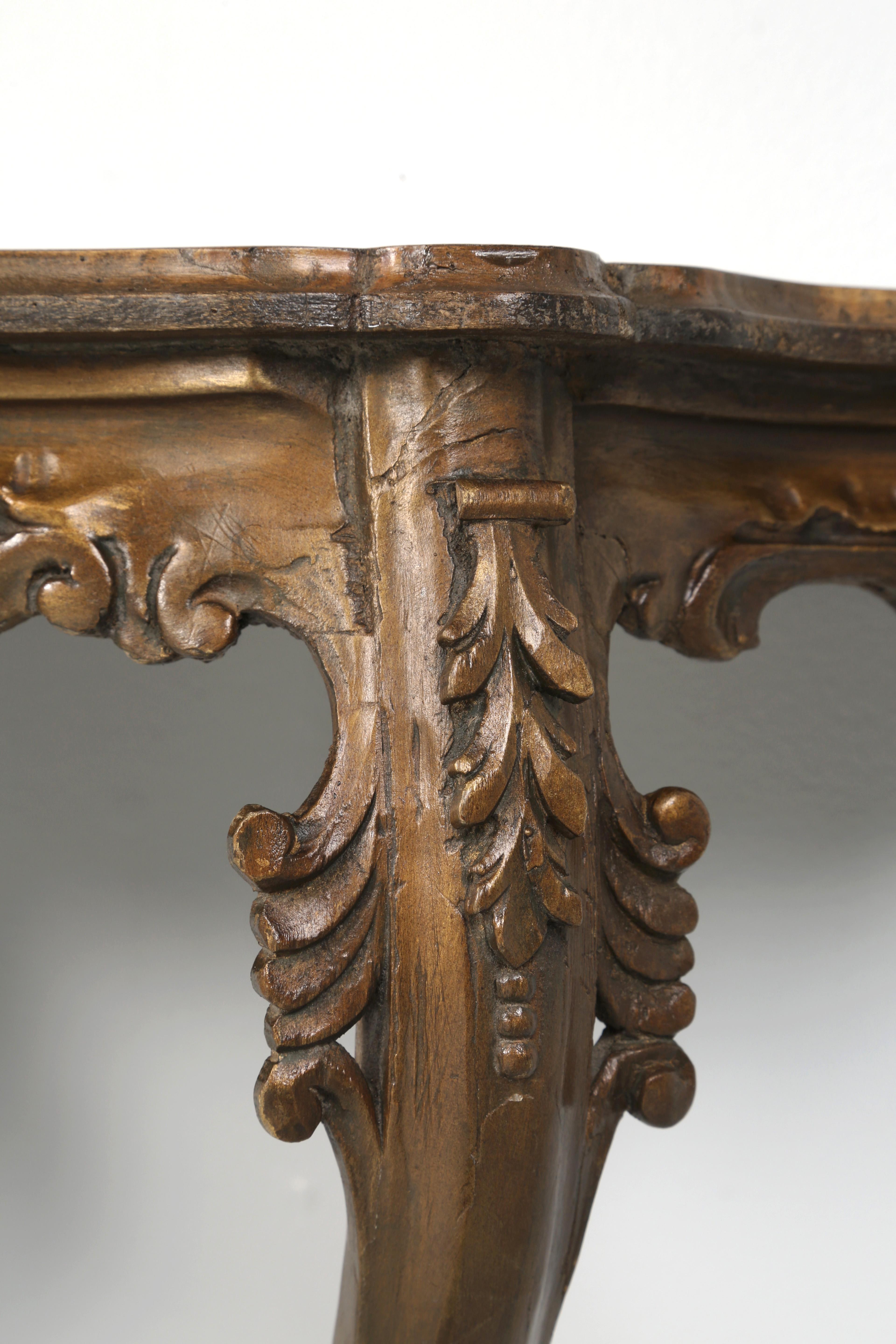 Antique French Hand-Carved Wall-Mounted Console Table c1900 Very Diminutive For Sale 5