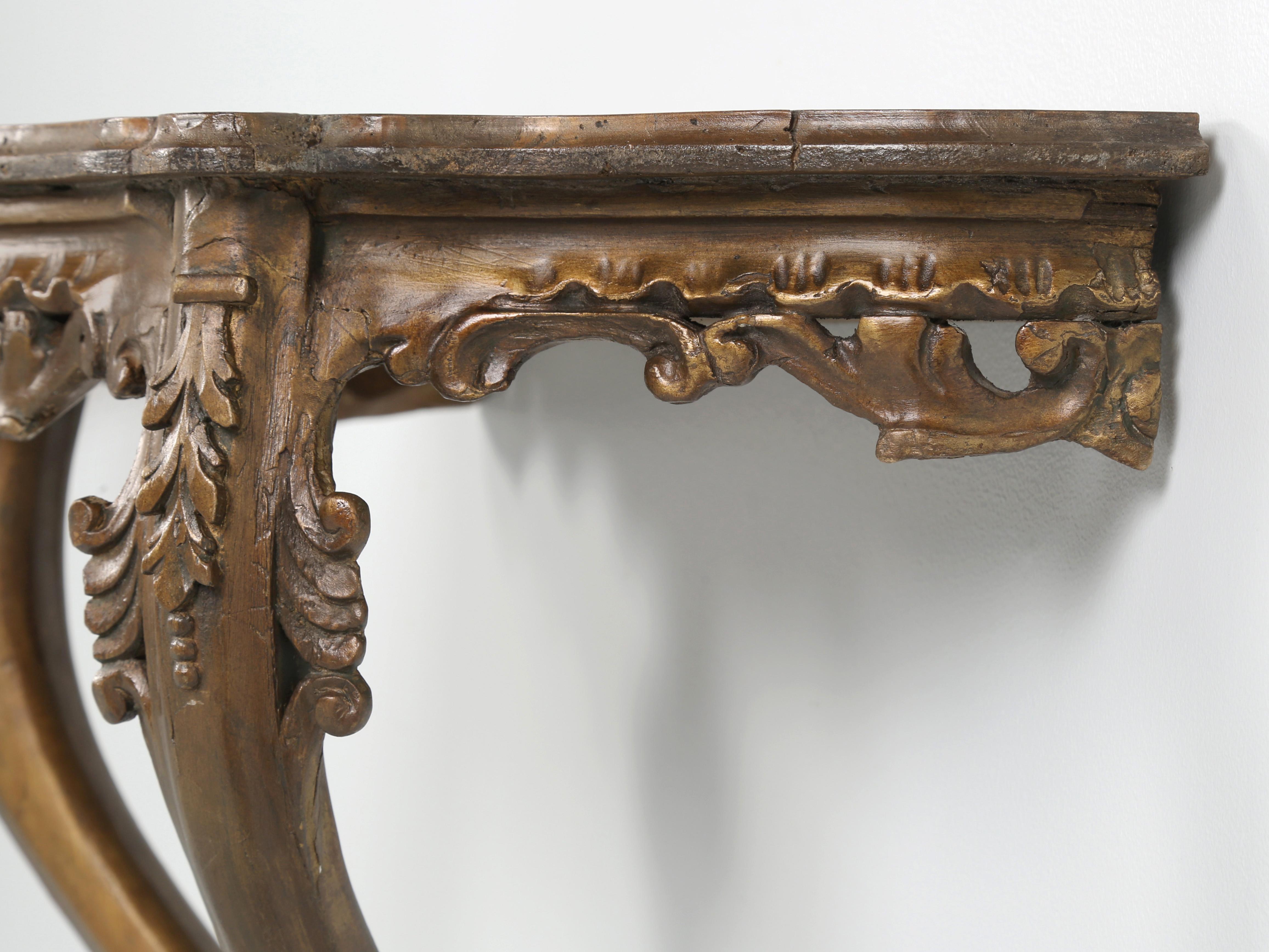 Antique French Hand-Carved Wall-Mounted Console Table c1900 Very Diminutive For Sale 6