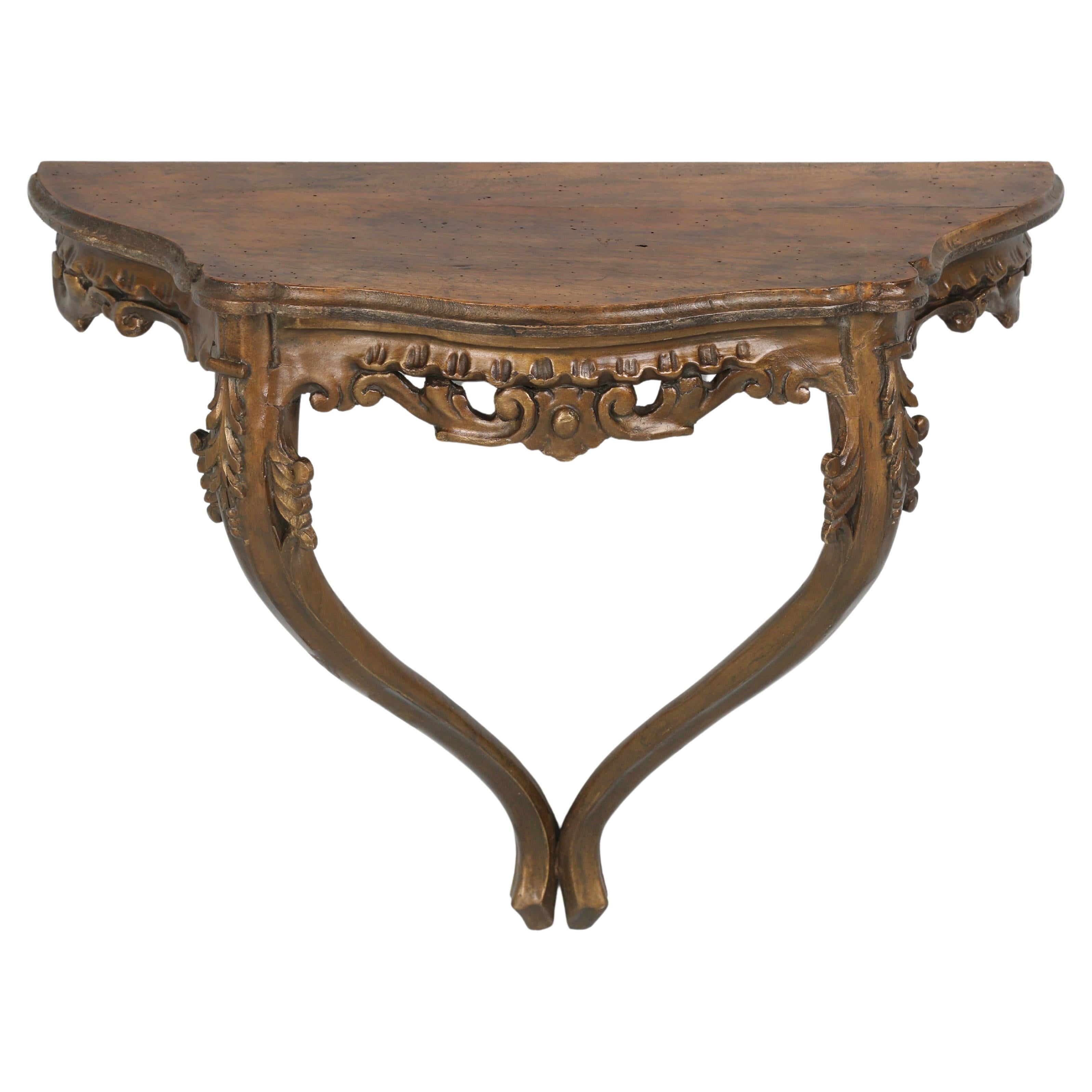 Antique French Hand-Carved Wall-Mounted Console Table c1900 Very Diminutive For Sale