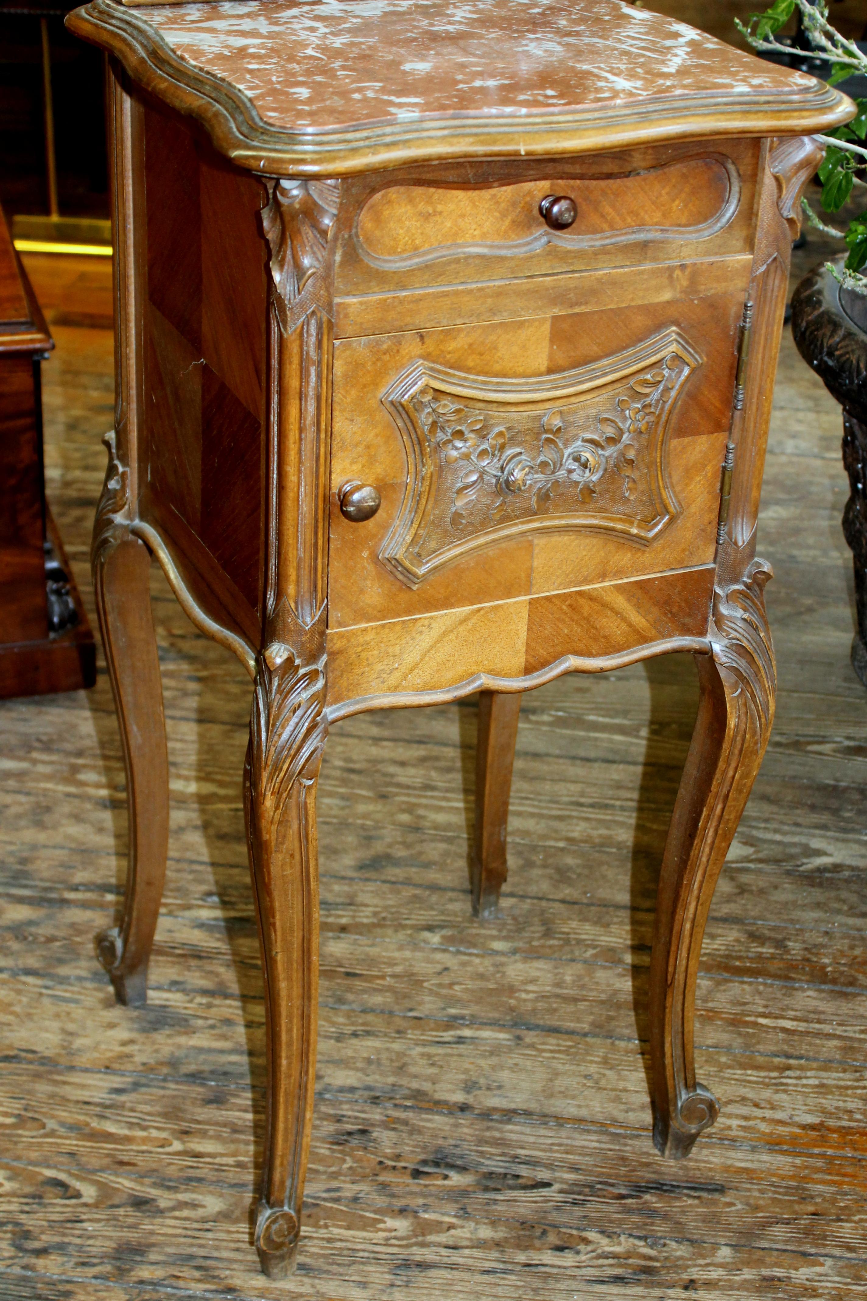 antique french side table with marble top