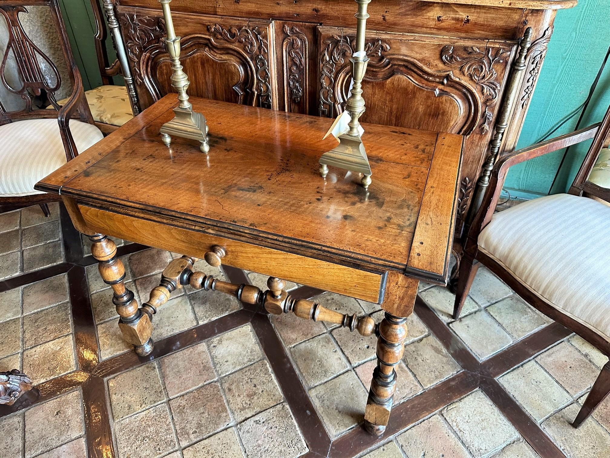 Antique French Hand Carved Wood Writing Desk / Center / Side Table Rustic Farm For Sale 10