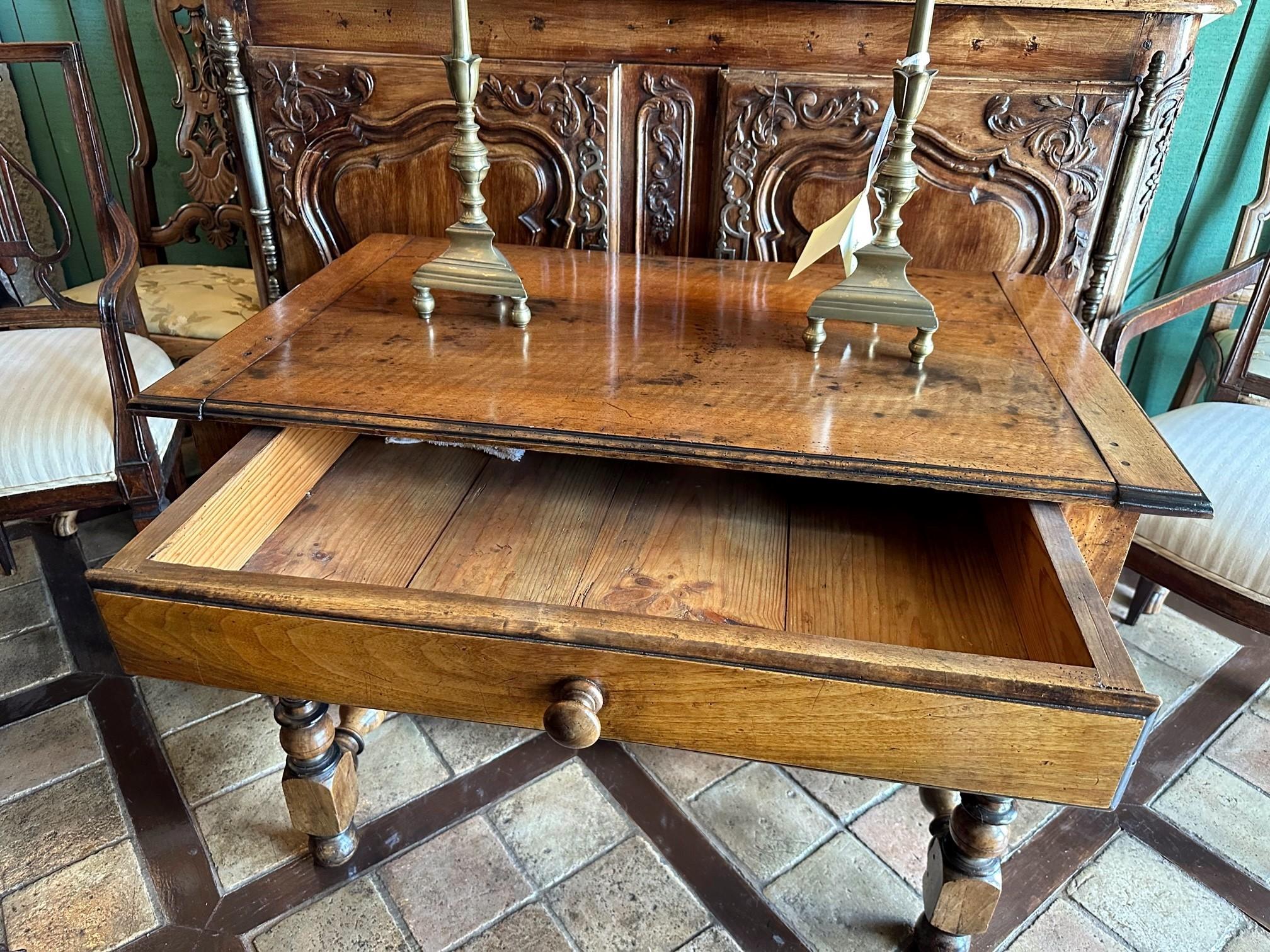 Antique French Hand Carved Wood Writing Desk / Center / Side Table Rustic Farm For Sale 1