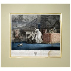 Antique French Hand Colored Engraving Painting after Horace Vernet, 1789-1863