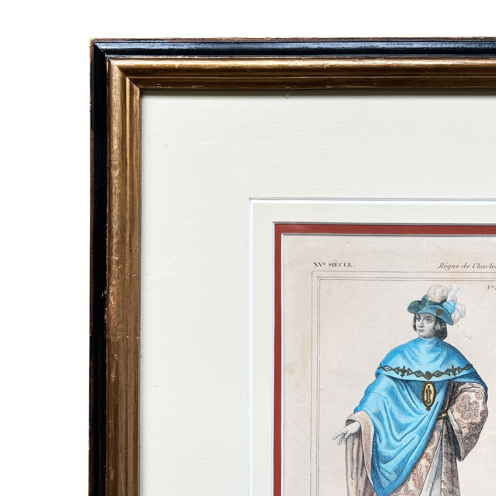 19th Century Antique French Hand-Colored Lithograph “Chevalier de Notre-Dame du Chardon For Sale