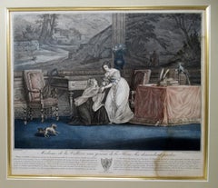 Antique French Hand Colored Engraving Painting after Horace Vernet, 1789-1863