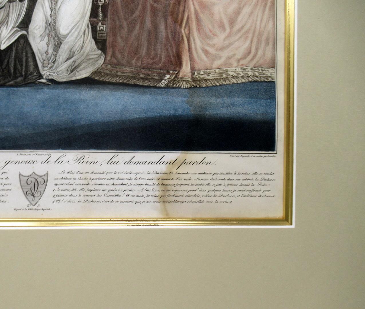 Victorian Antique French Hand Colored Engraving Painting after Horace Vernet, 1789-1863 For Sale