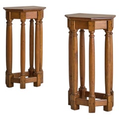 Antique French Hand-Crafted Oak Pedestal - 2 Available