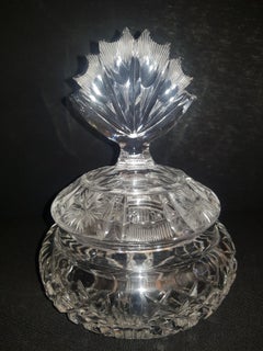 Antique French Hand Cut Crystal Dish