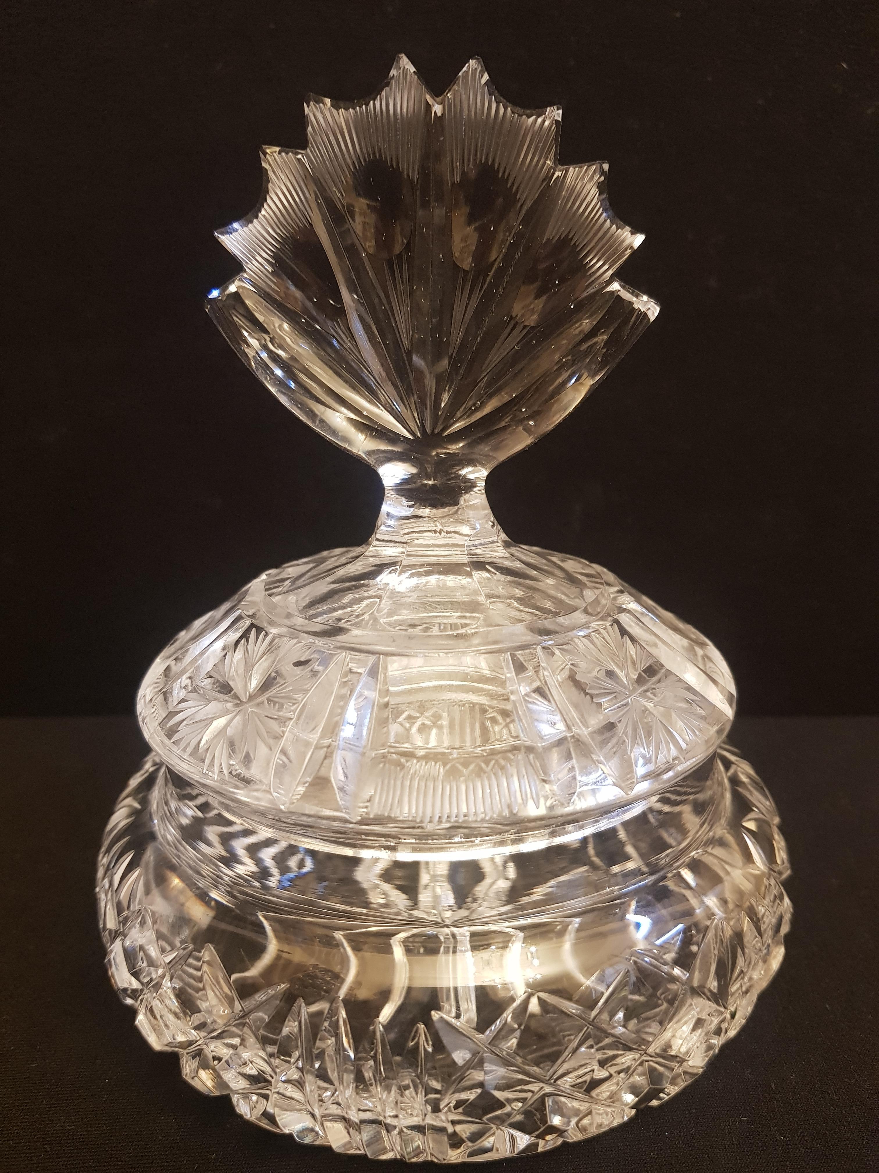 Art Deco Antique French Hand Cut Crystal Dish For Sale