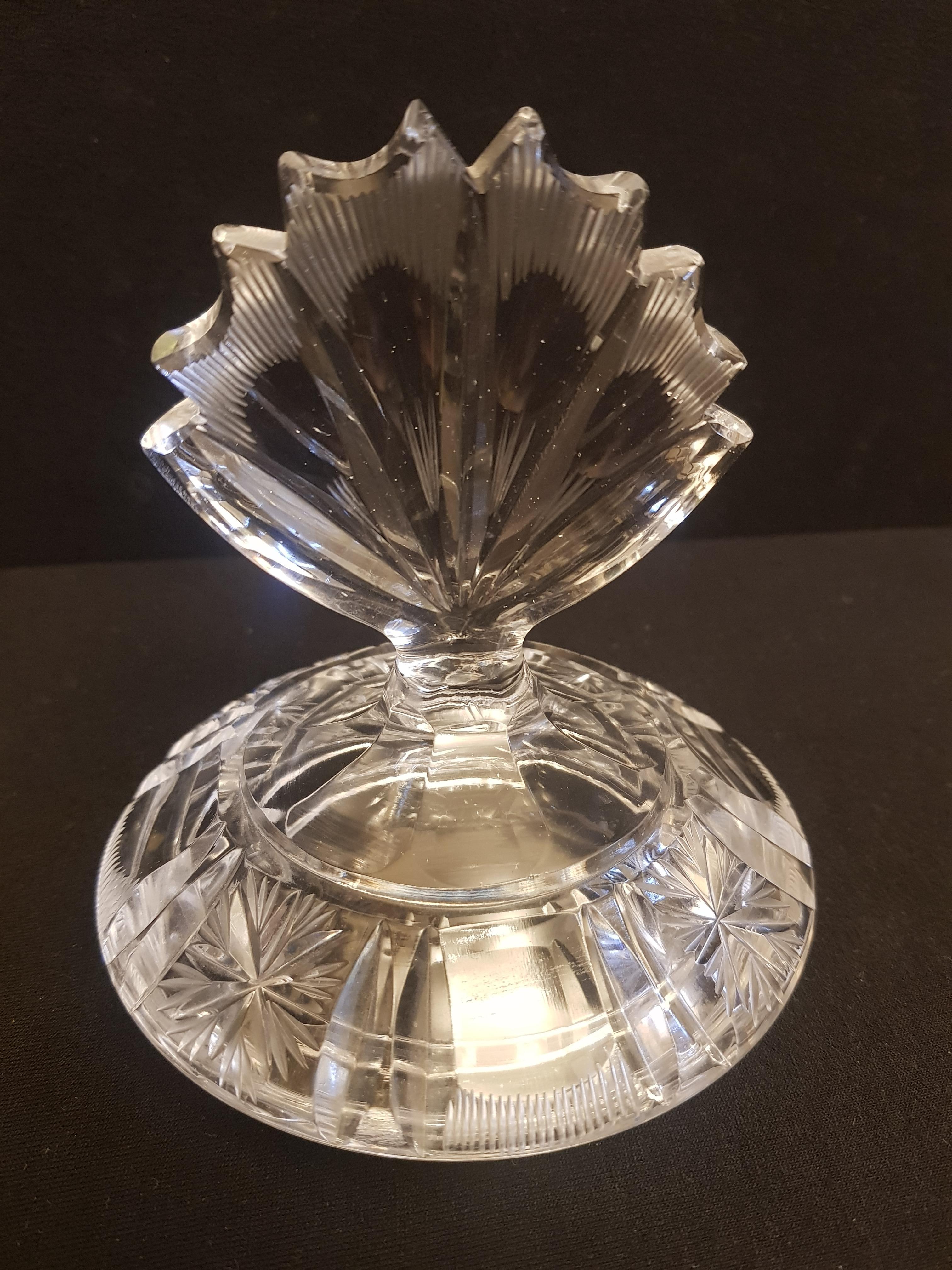 Hand-Crafted Antique French Hand Cut Crystal Dish For Sale