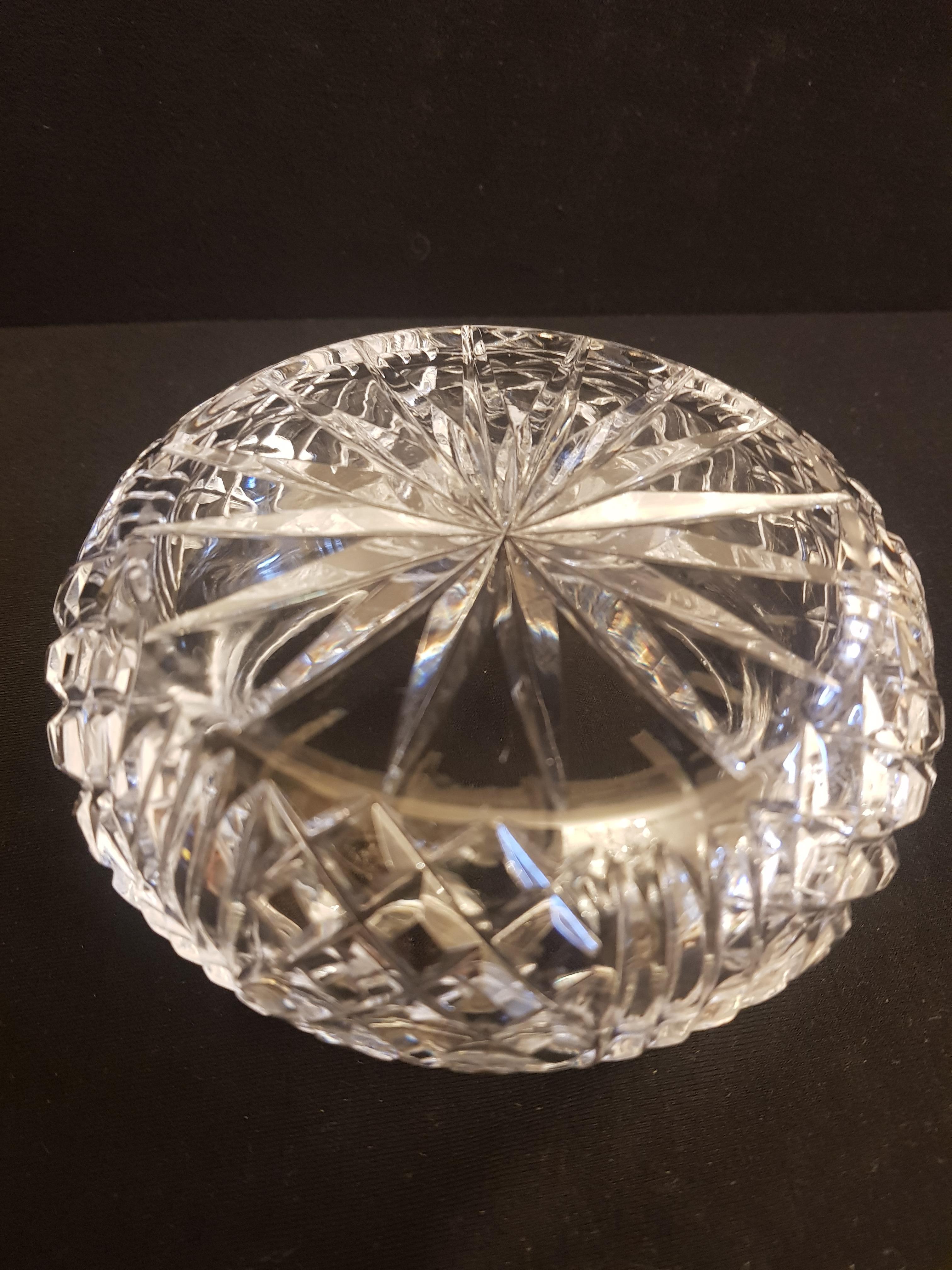 Mid-20th Century Antique French Hand Cut Crystal Dish For Sale