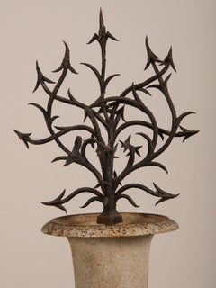Antique French Hand Forged Iron Sculpture Set in an Iron Urn France, circa 1880