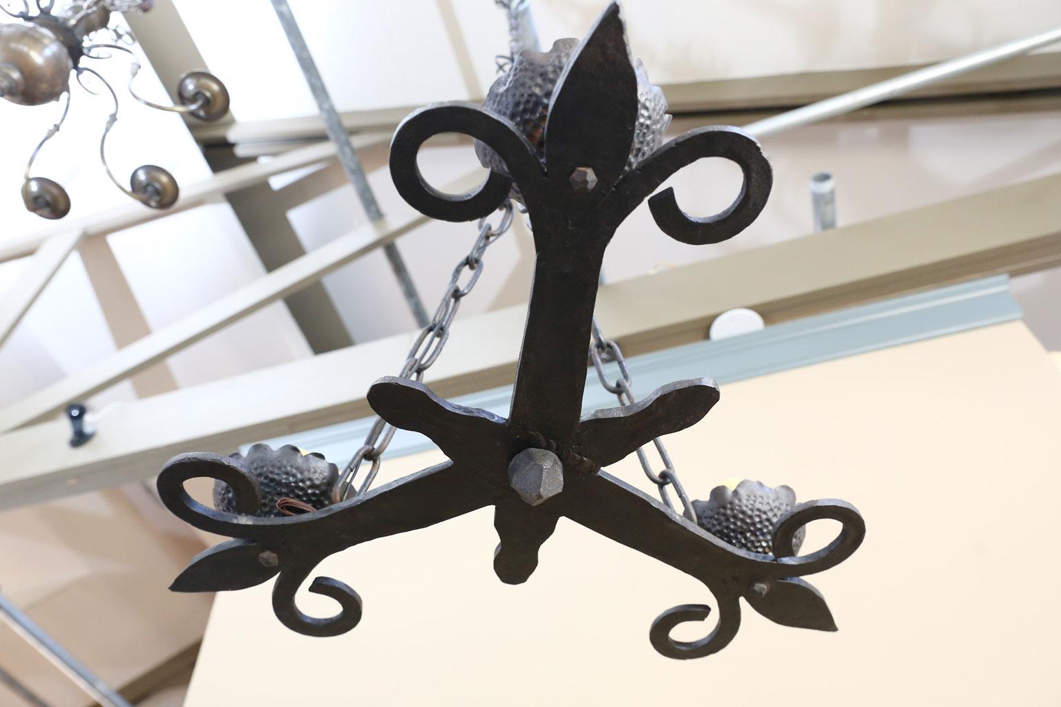 Iron Antique French Hand-Forged Rustic Chandelier