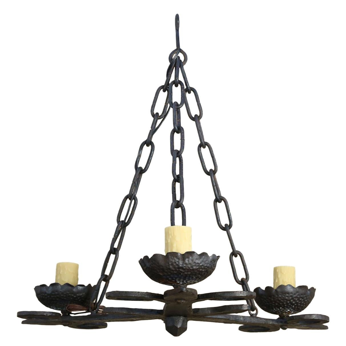 Antique French Hand-Forged Rustic Chandelier