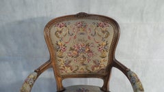 Antique French Handmade petit point Tapestry Armchair c 1920