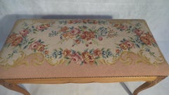 Antique French Handmade Tapestry Footstool in Petit Point